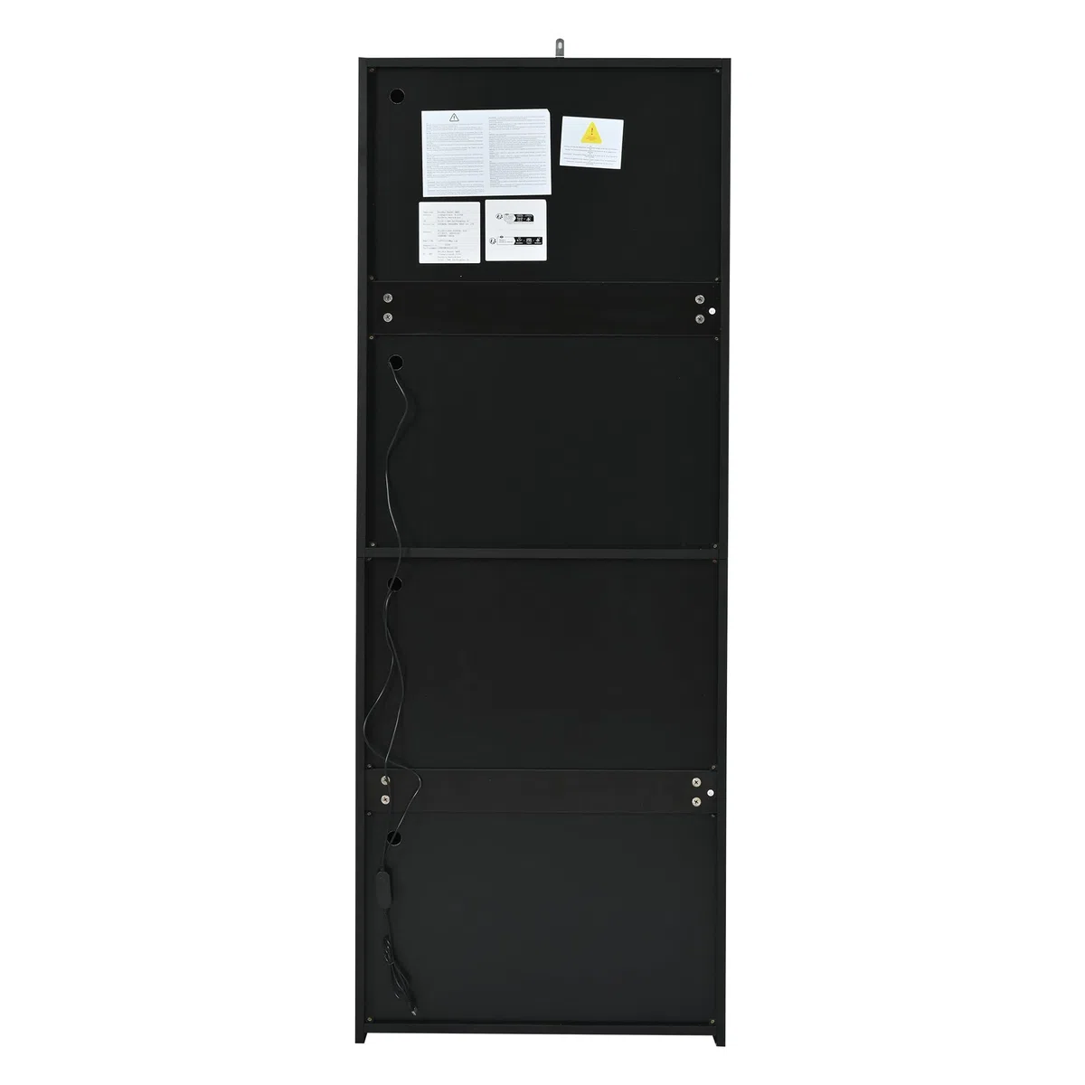 Vitrina negra brillante con iluminación LED, 1 estante de cristal, 61 x 42 x 162 cm, vitrina independiente, armario alto, armario de almacenamiento
