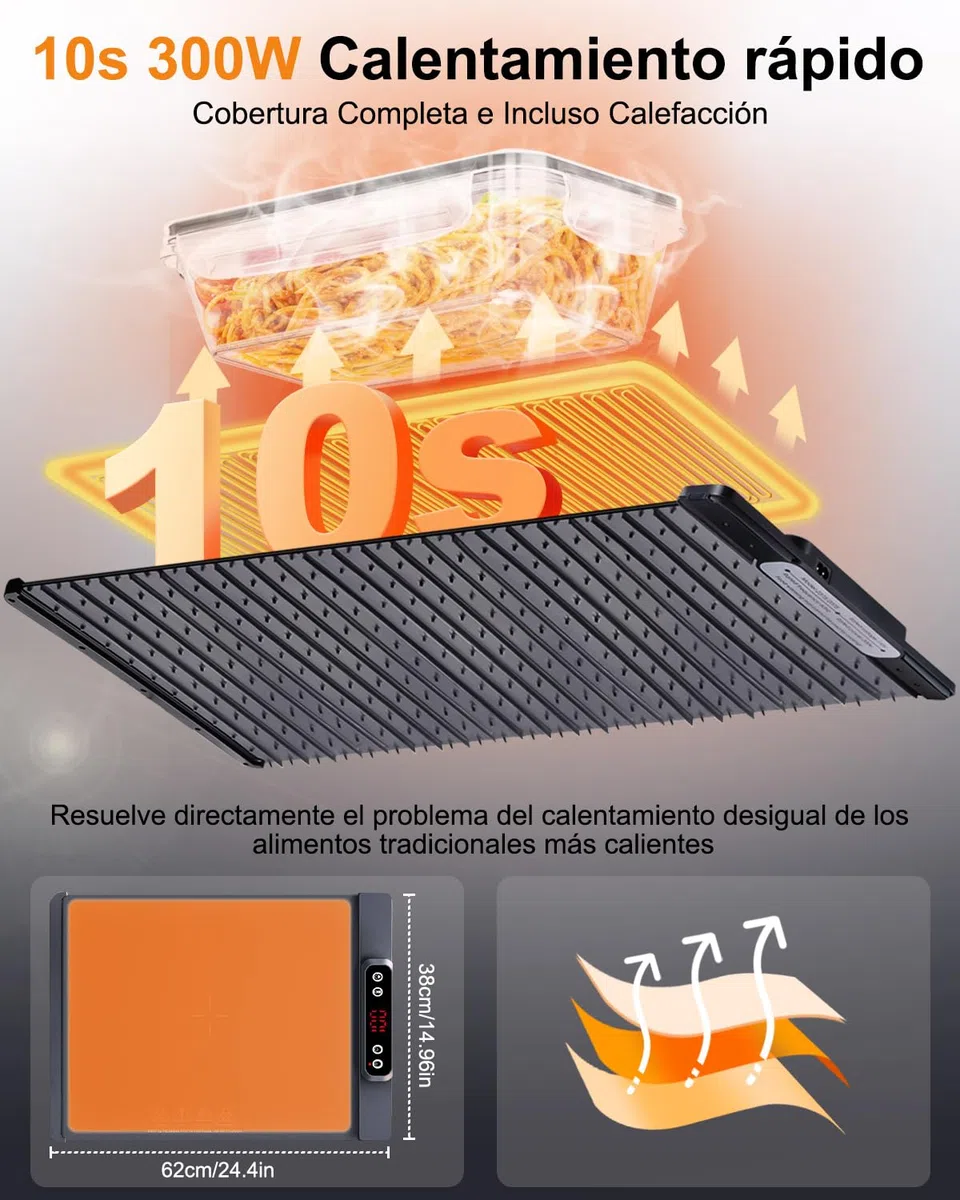 AUTOPkio Bandeja de Calentamiento Eléctrico, Calienta Platos Calentar Alimentos 300W 5 Temperatura & 4 Temporizadores Auto-Apago, Cerradura Niños para Buffets, Fiesta, Descongelado, Hogar