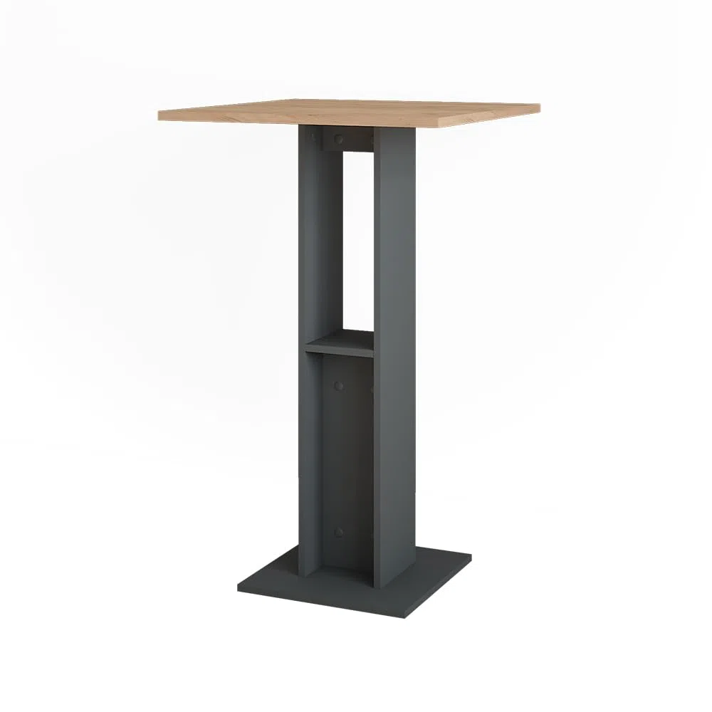 Vicco Mesa de Bar Repose, Oro Power Roble/Antracita, 65 x 65 cm, con Estante Lateral para almacenar Botellas y Vasos