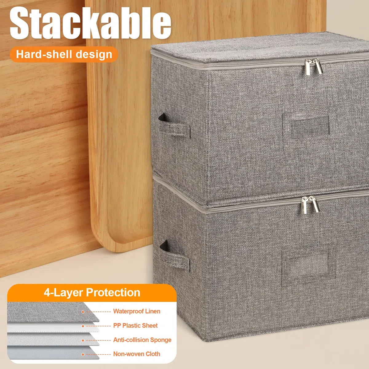 Kukikan Caja de almacenamiento para copas de vino, paquete de 2, cajas apilables con carcasa dura en la parte superior inferior, suministros de mudanza, contenedores de almacenamiento de China para 24