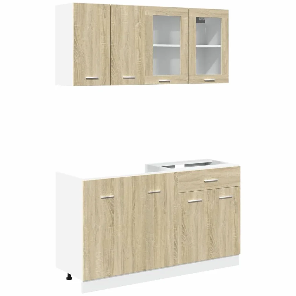 ACAGALA Cocina Completa 140cm Lineal 4 Piezas - Conjunto de Cocina Empotradas Modernas sin Electrodomésticos ni Encimera | Roble Sonoma