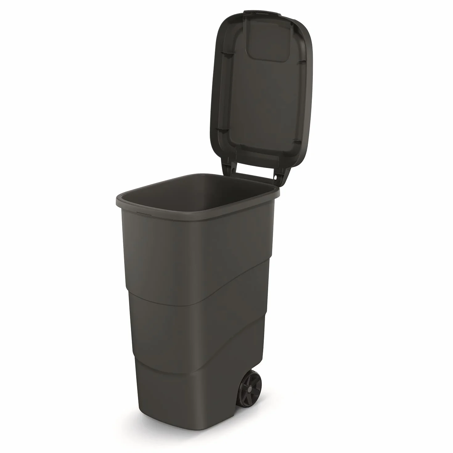 Prosperplast Wheeler Contenedor de basura con ruedas y tapa Universal Papelera de 90 litros (Negro)