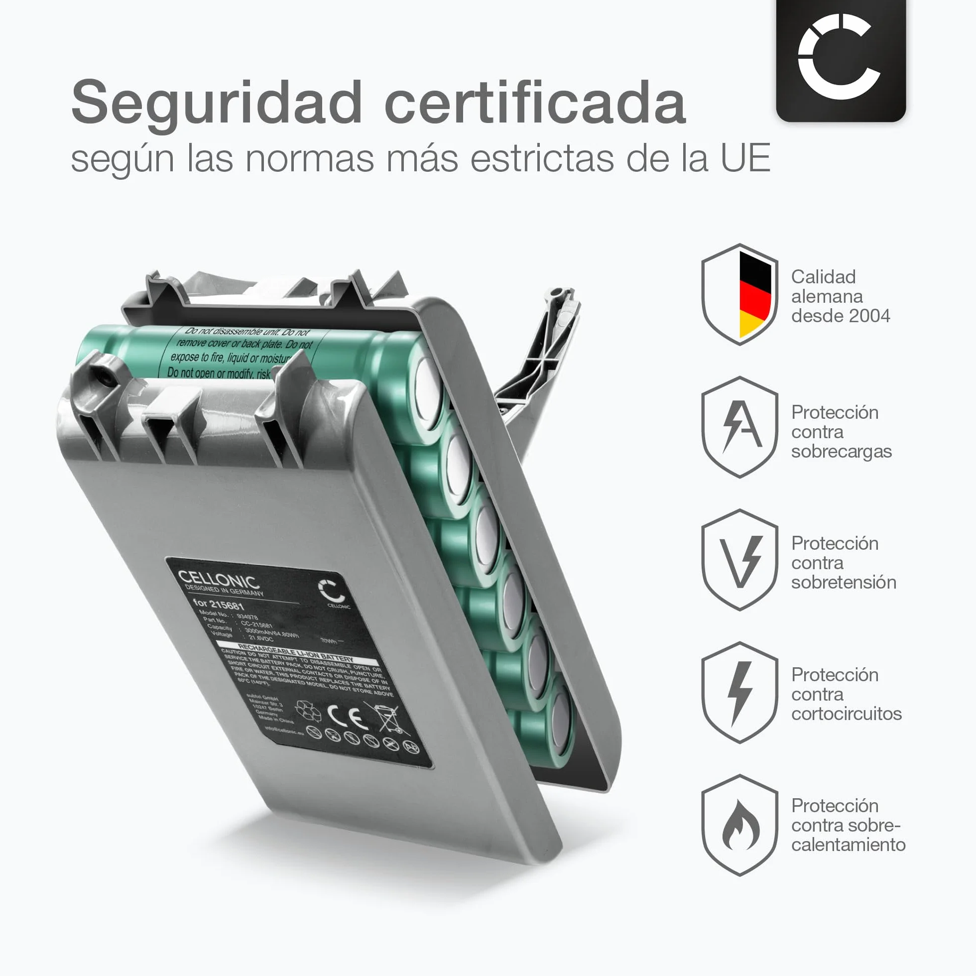 CELLONIC, Batería para Aspiradora Compatible con Dyson V8 Absolute, 215681, VE6 Type B (21.6V, 3000mAh) - Batería con Tornillos