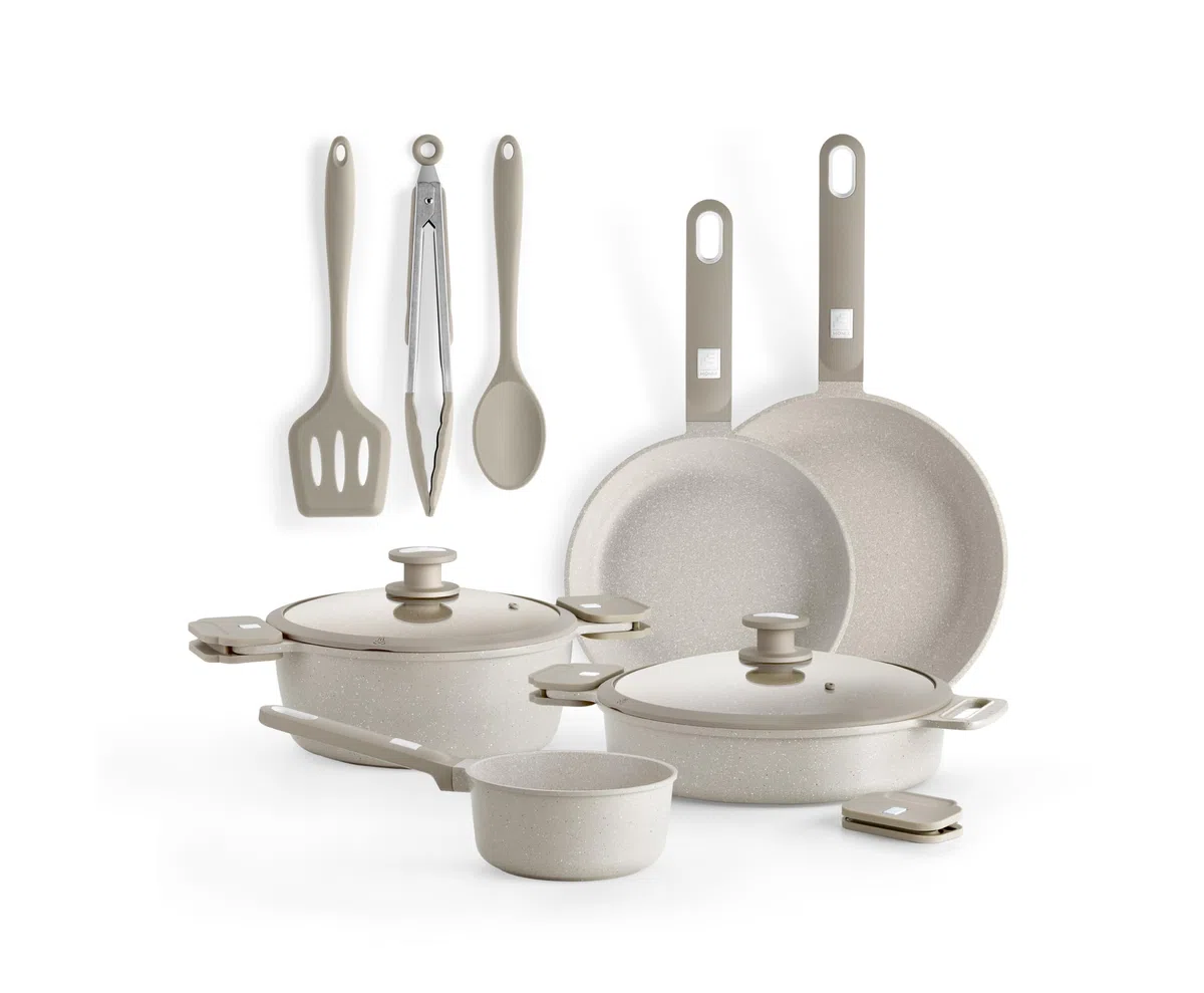 MONIX Denmark | Bateria de cocina 10 piezas, Aluminio Fundido con Antiadherente, Apta para todo tipo de Cocinas incluida Inducción
