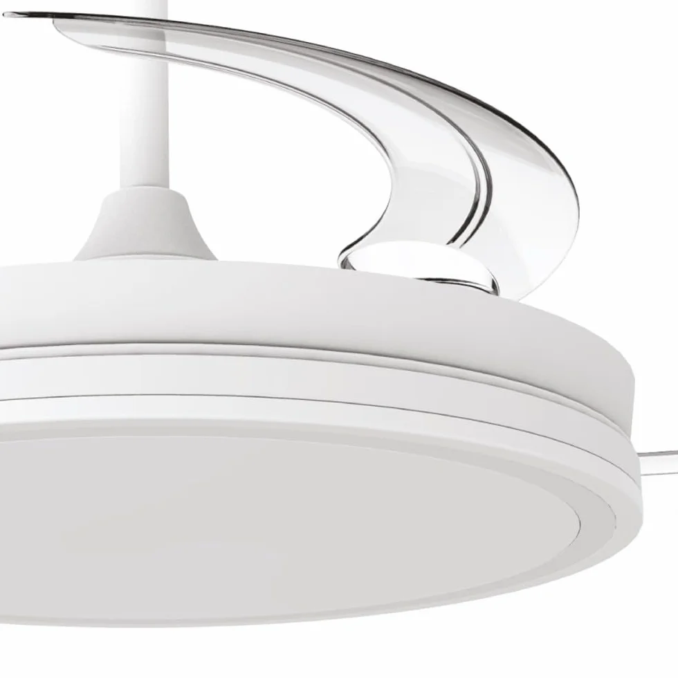 wonderlamp Ventilador LED aspas plegables Miso Evo Blanco 72W con Memoria de encendido, APP, Mando a distancia CCT 3000-4000-6000K, Intensidad Regulable, Silencioso