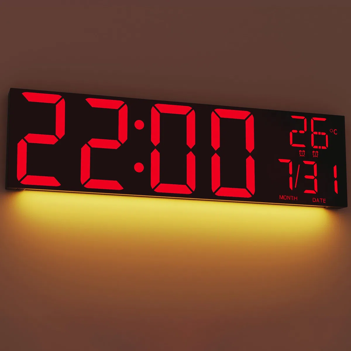 MAXSTAR 30 "Reloj de pared digital extra grande con pantalla LED roja/azul/blanca y control remoto, alarmas duales,temporizador,DST,temperatura, luz nocturna para sala de estar/oficina/tienda/gimnasio
