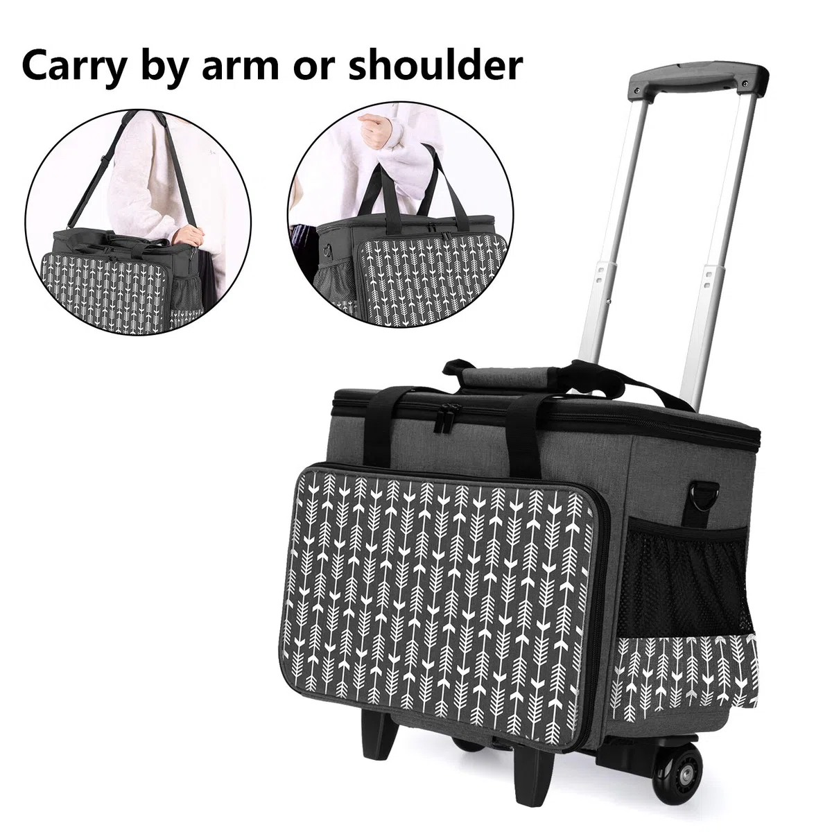 Yarwo Bolsa de Ruedas de la Máquina de Coser es Desmontable, Bolsa de Trolley de la Máquina de Coser con Panel de Soporte Inferior, Adecuado para la Mayoría de la Máquina de Coser