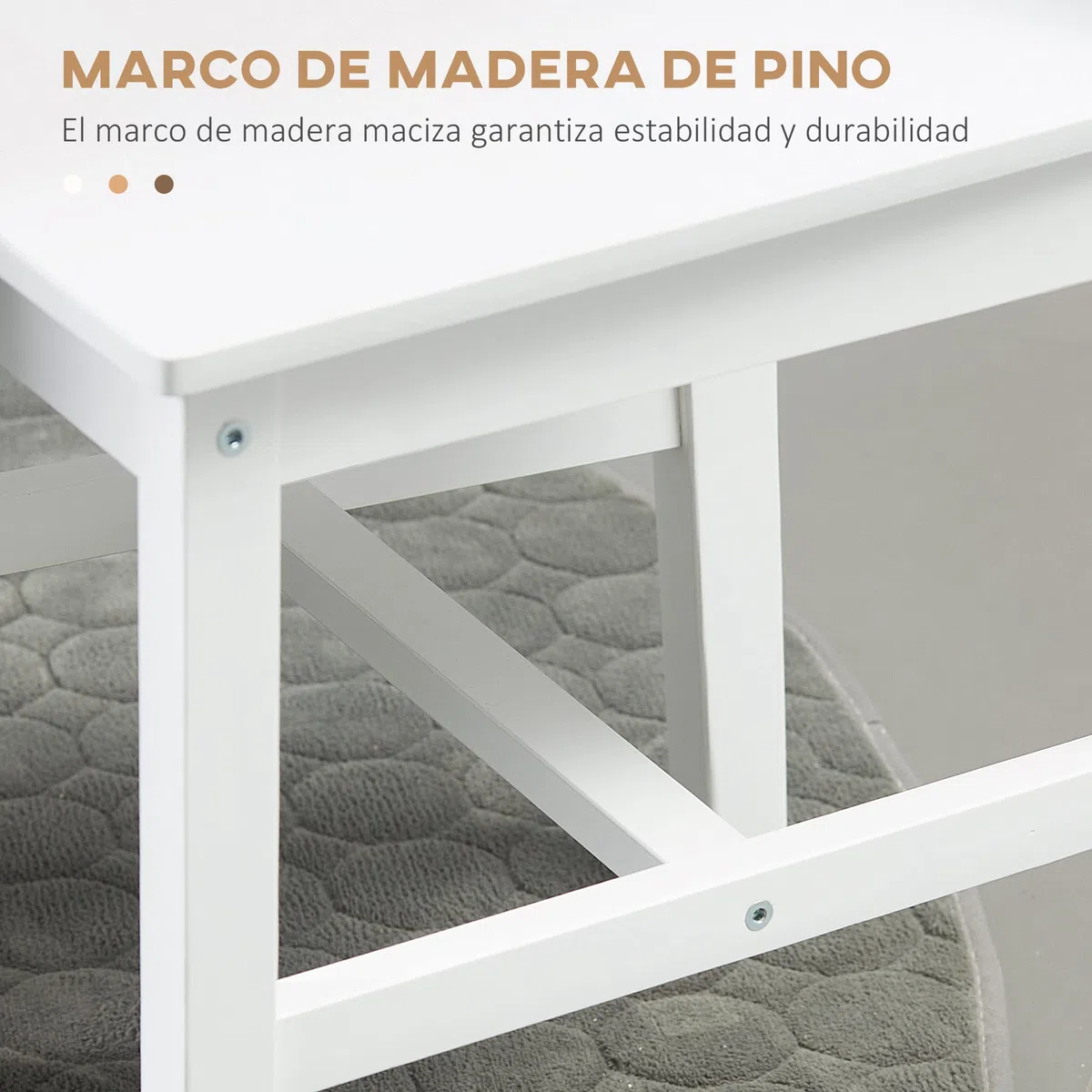 HOMCOM Juego de 2 Sillas de Comedor de Madera Maciza de Pino, Sillas de Cocina con Respaldo de Listones, Asiento Amplio, para Salón, Blanco