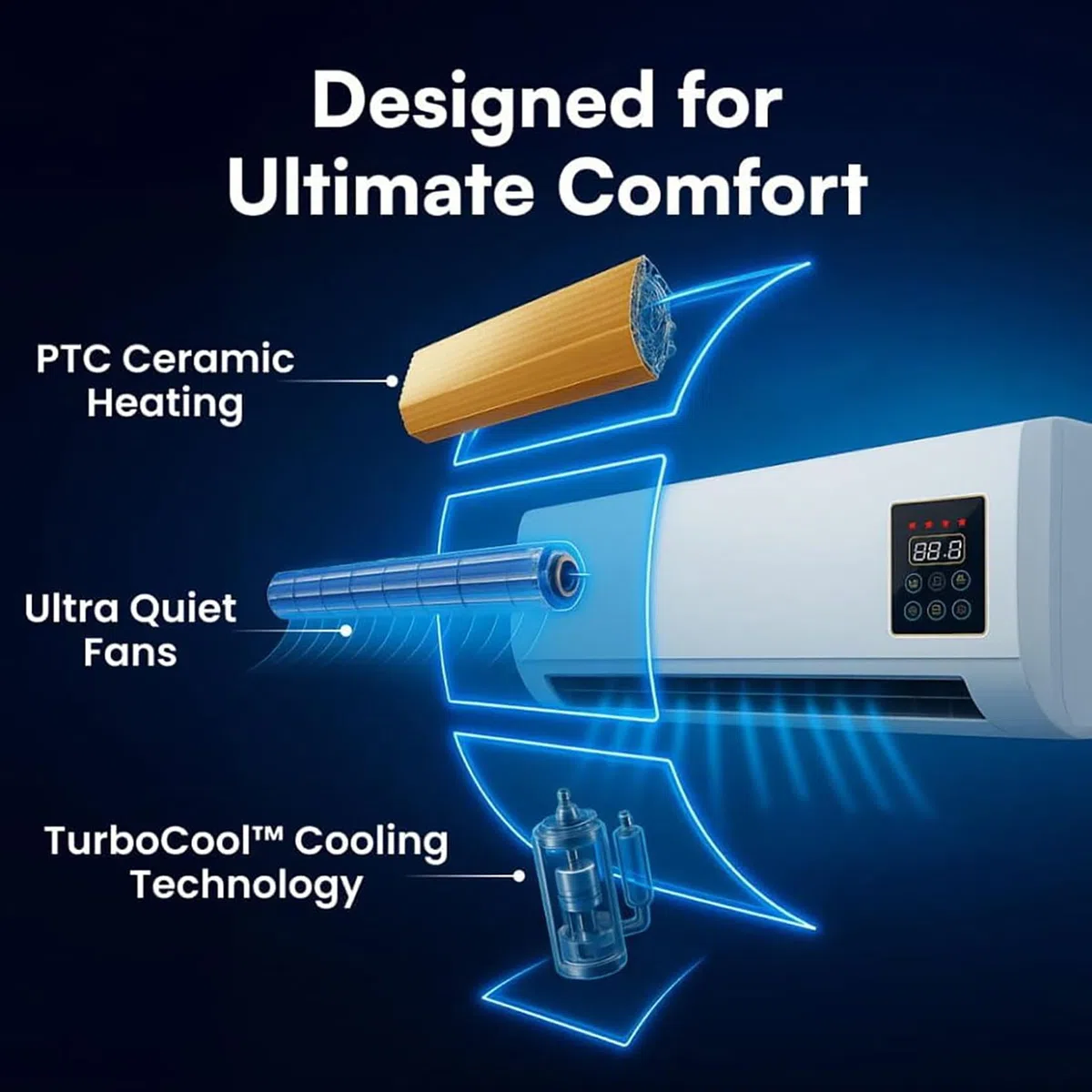 Mini Aire Acondicionado, Aire Acondicionado Portátil de Montaje en Pared de Modo Dual de Enfriamiento Rápido con Control Remoto y Temporizador, Enfriamiento Inteligente, Ventilador de Enfriamiento C