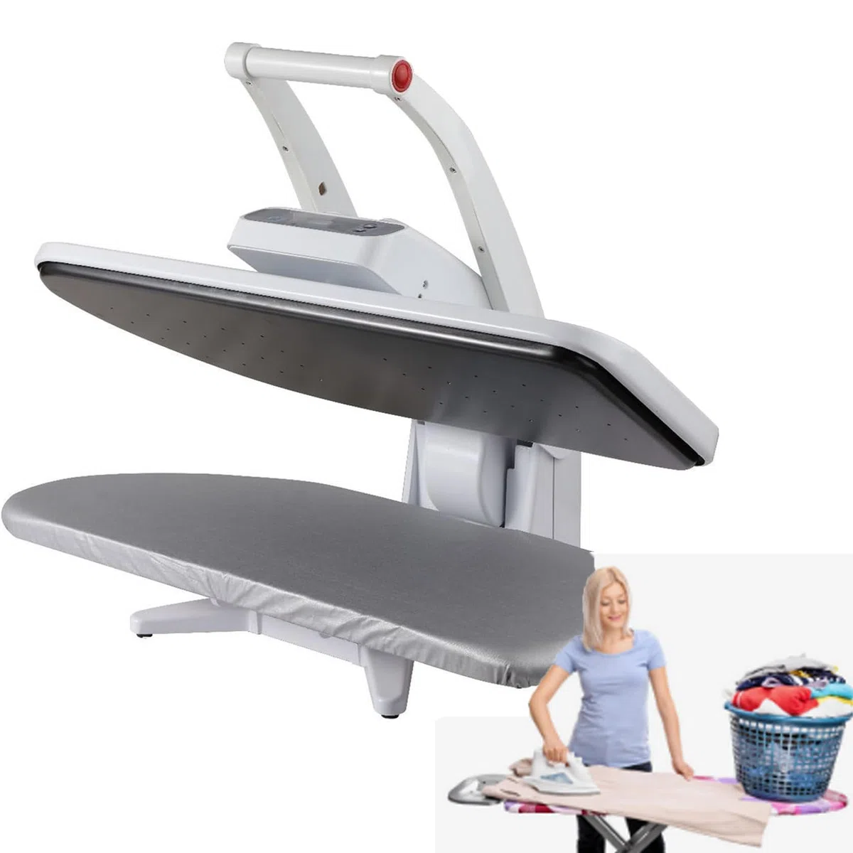Prensa de vapor para planchado de alta potencia - 1800W con soporte, gran área de planchado, presión de 50 kg para un planchado eficiente