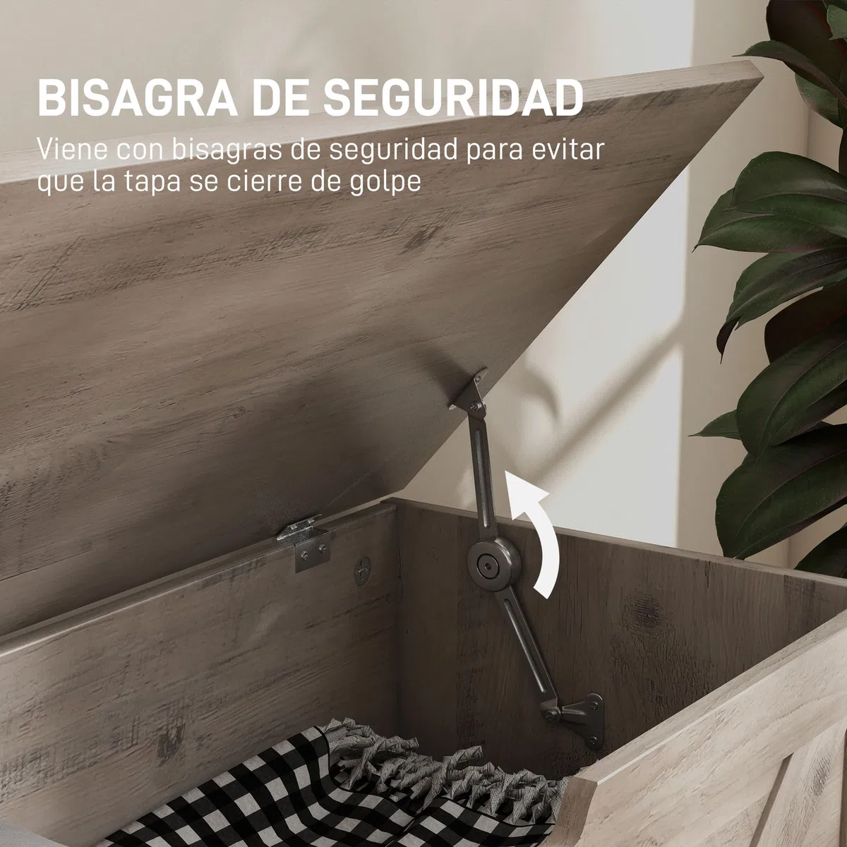 HOMCOM Baúl de Almacenaje para Dormitorio 100 L Banco de Almacenaje con Tapa Bisagra de Seguridad para Pasillo Salón 80x40x45 cm Gris