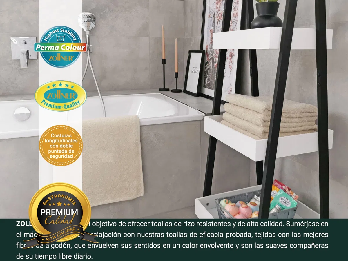 ZOLLNER Juego de 3 Toallas de Ducha de 70 x 140 cm: Toallas Especialmente Suaves y absorbentes en Color Caramelo, con práctico Colgador, Lavables hasta 95 °C, de algodón, Calidad hotelera