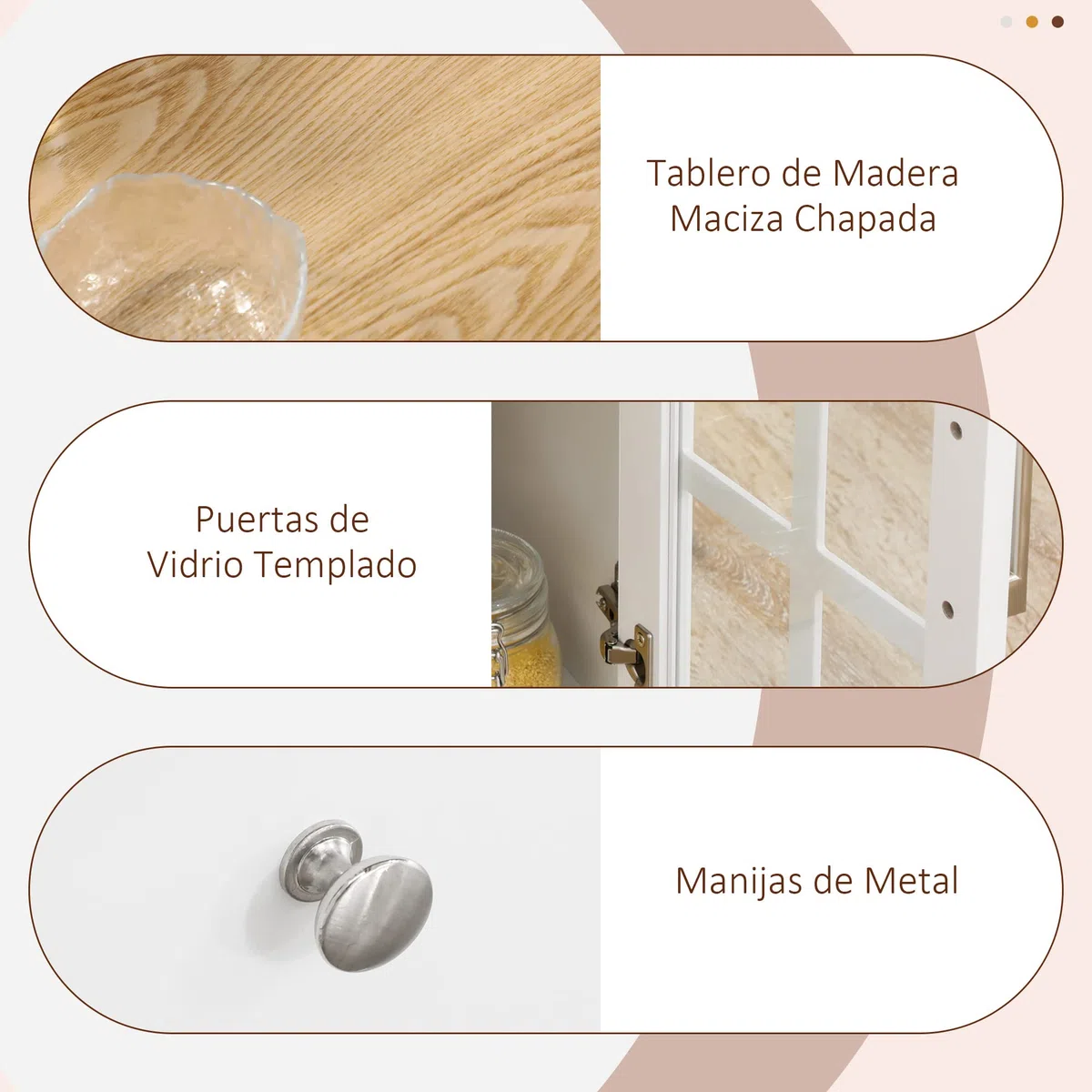 HOMCOM Carro de Cocina Isla de Cocina con Ruedas Multifuncional con 2 Cajones 3 Puertas de Vidrio Templado Toallero y Especiero 124,5x39,5x90 cm Blanco