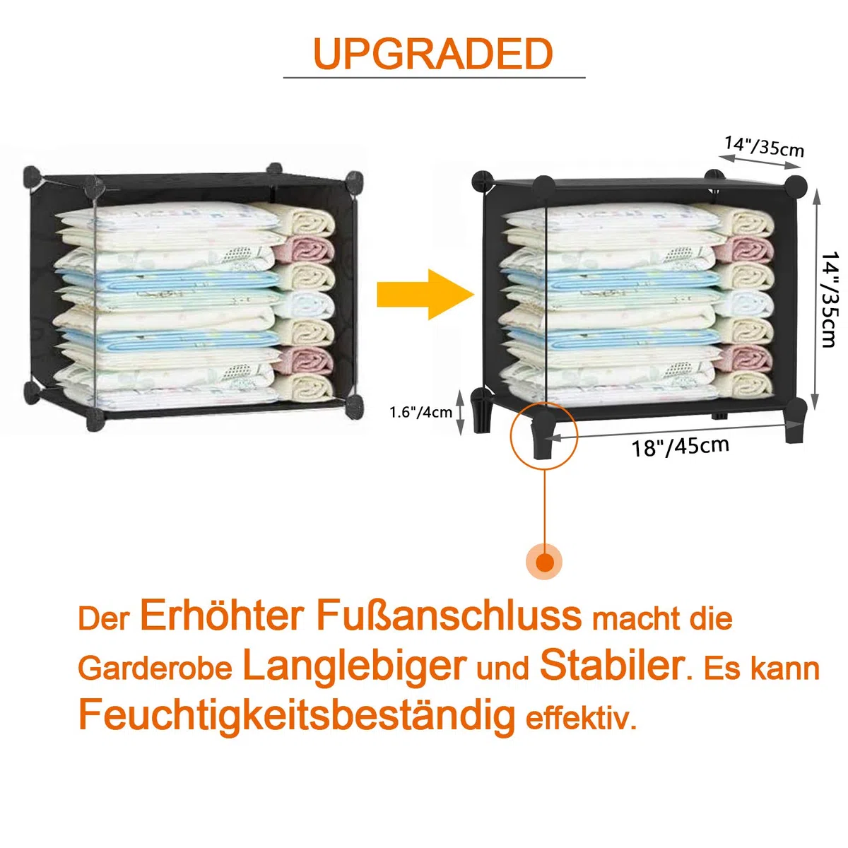 HOMIDEC Armario Modular, Guardarropa portátil para Colgar Ropa, 20 Cubo Ropero Armario Combinado con 3 Barra Colgante, Armario de Almacenaje de Ropa para Dormitorio