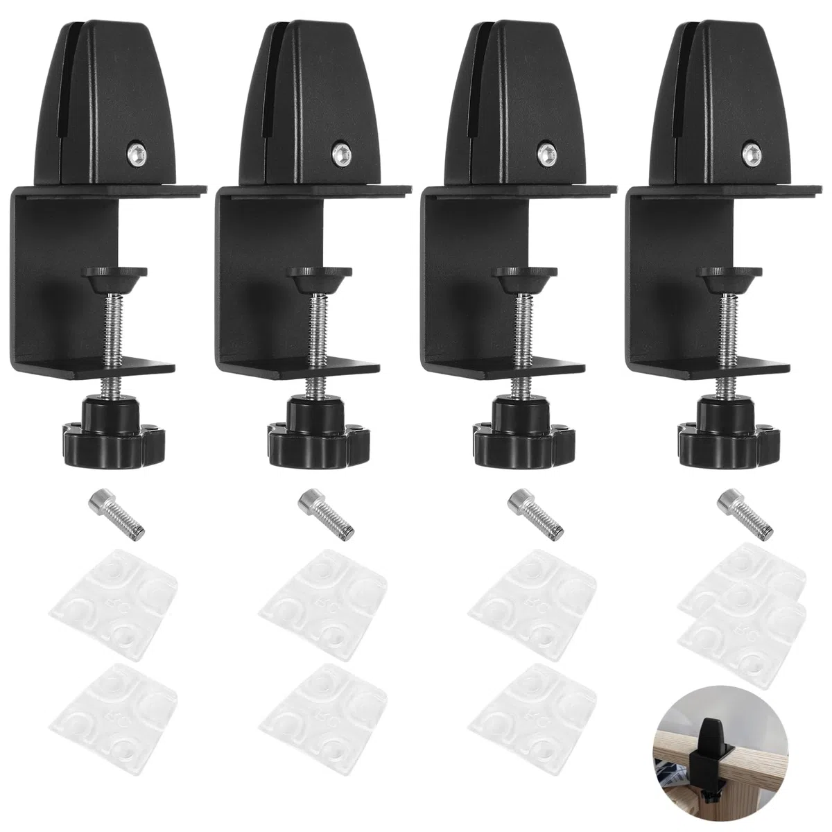 4 clips divisores de escritorio ajustables, abrazaderas de soporte de protección contra estornudos para paneles de 0.16 a 0.79, soportes de división de plexiglás sin perforaciones