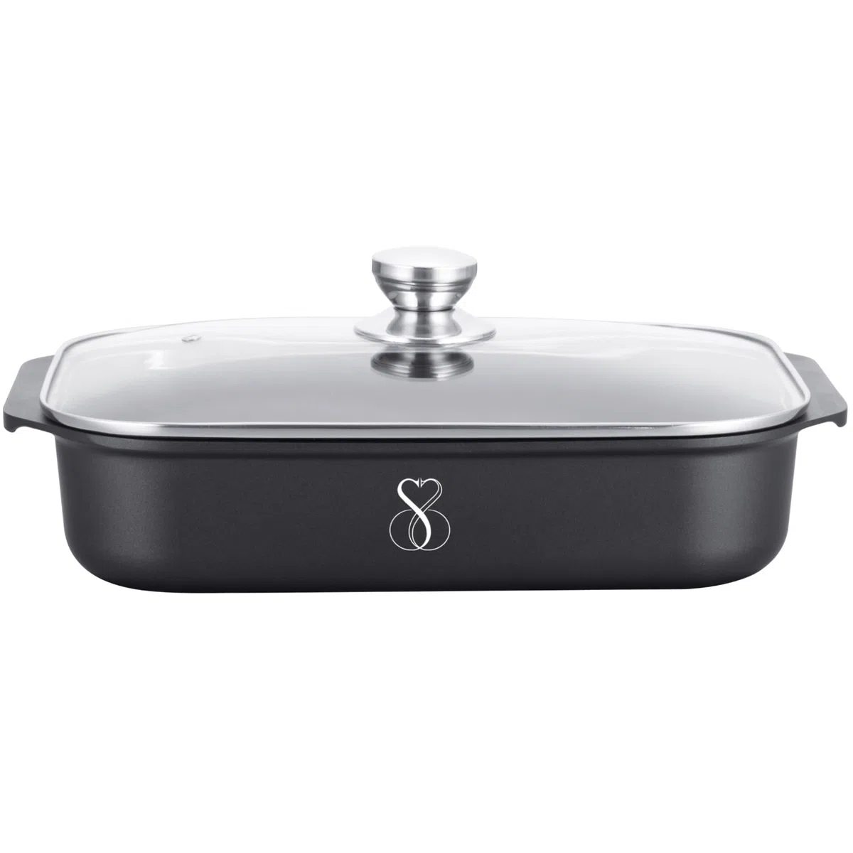 Stone&Stone Fuente para Horno Antiadherente 34x8 cm Rectangular Fuente Lasaña Bandeja Horno con Revestimiento Cerámico Alemán Greblon Apta para Inducción Gas y Horno Sin PFAS PFOA PTFE + Tapa Espátula