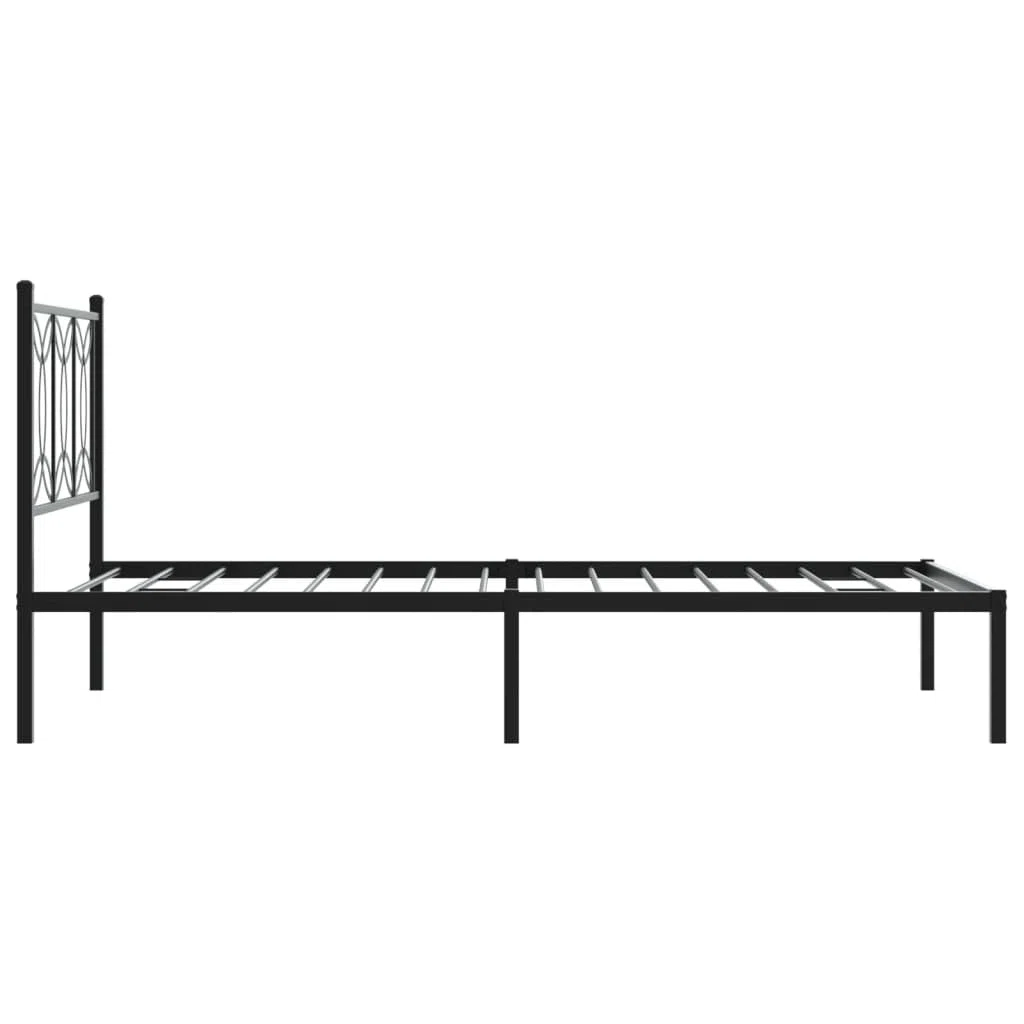 vidaXL Estructura de Cama con cabecero Metal Negro 100x190 cm, armazón de Cama, Cama, Muebles de Dormitorio, Marco de Cama, Cama Individual