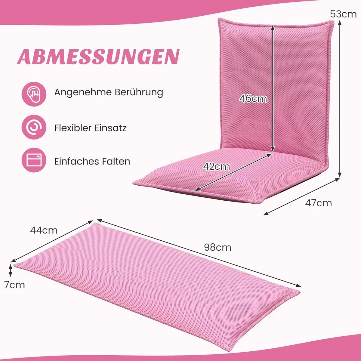 FANTASK Silla de Suelo con Respaldo Ajustable de 6 Niveles, sofá de Suelo, Silla de meditación, Silla de meditación