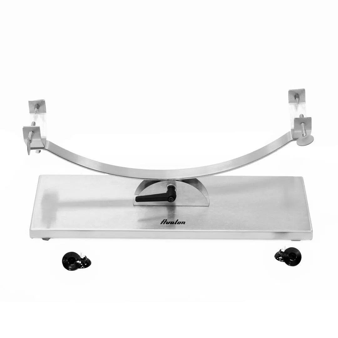 Avalon Soporte Jamonero basculante de Acero Inoxidable, 50 x 18 x 20,5 cm, Base Ajustable, Cabezal Horquilla Tipo C, jamonero metálico