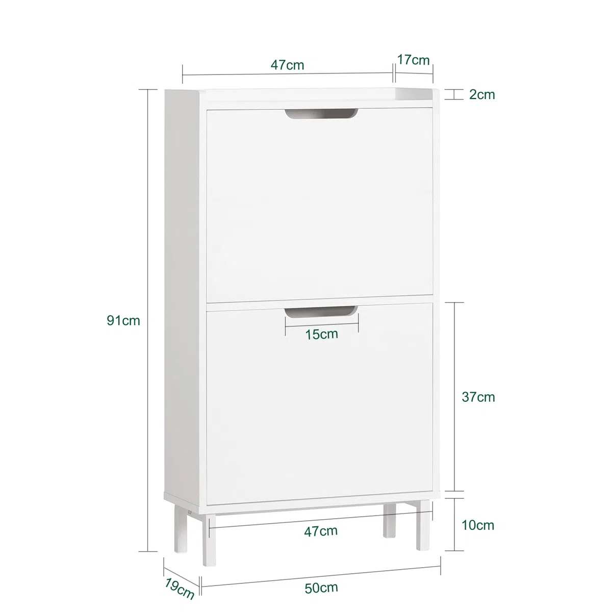 SoBuy Zapatero Estrecho Blanco con 2 Solapas Mueble Zapatero Entrada Recibidor, Armario Zapateros Estrecho de Madera para Pasillo Estrecho y Entrada, 50x19x91cm, Blanco，FSR151-W