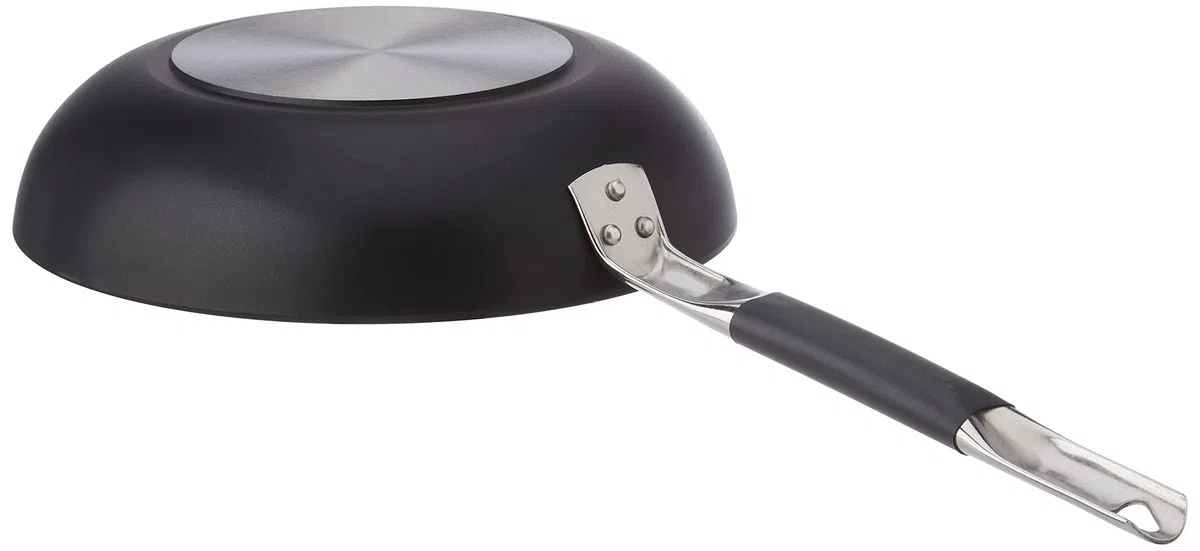 Ollas Agnelli Alblack avellanado Pan de Alta, de Aluminio, de Espesor 3 mm, 8 mm Fondo de inducción, con Mango Tubular de Acero Inoxidable Fresco, Negro, de 28 cm