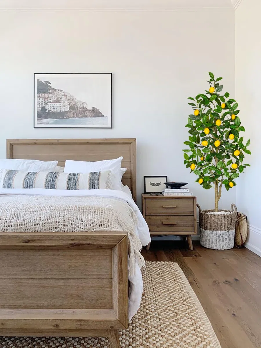 Oairse Limonero Artificial Grande 120 cm - Planta en Maceta para Interior y Exterior - Árbol de Limón para Decoración Moderna de Cuarto de Baño y Salón