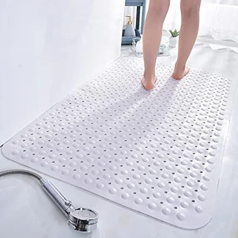 Alfombrilla de Ducha Antideslizante | Antibacteriana Antimoho | PVC con Ventosas | para Mayores, Embarazadas (Gris, 80x120cm)