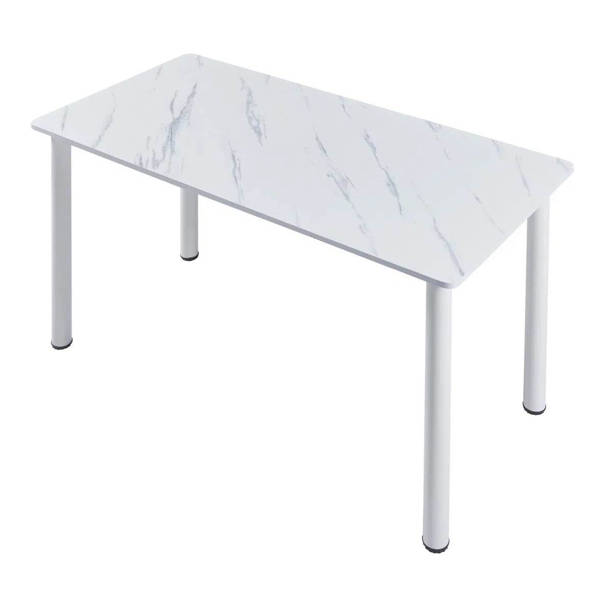 [en.casa] Mesa de Comedor Tammela Rectangular Mesa de Cocina Oficina para 4 Personas Resistente a Arañazos Patas de Acero Tablero de MDF Revestida de Melamina 120 x 60 x 75 cm - Mármol Blanco