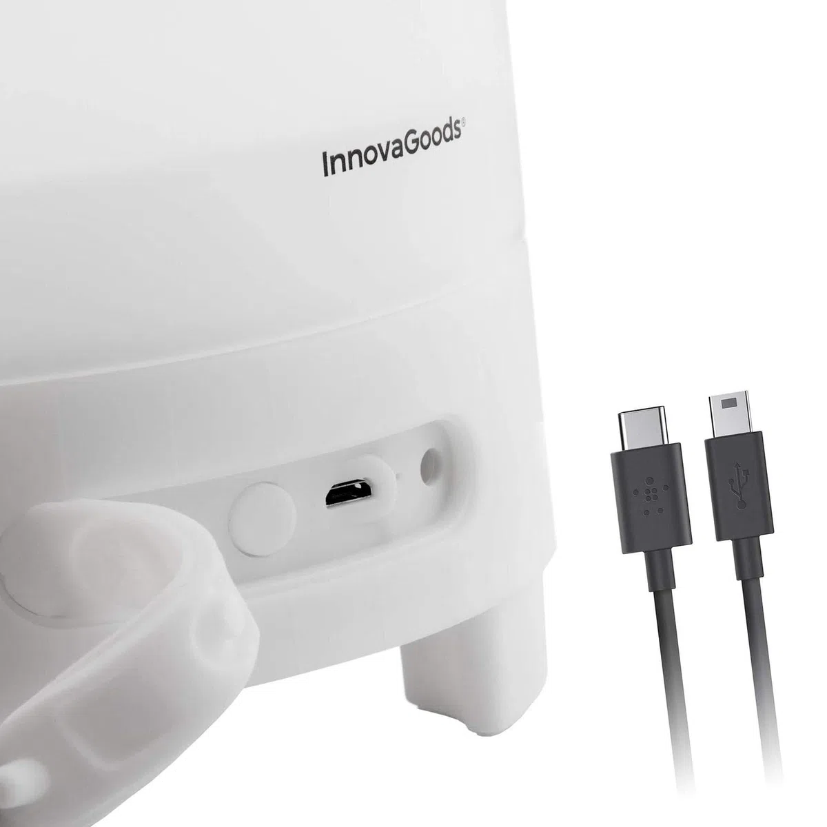 InnovaGoods Cubitera LED con altavoz recargable, cubitera con Luz LED / 7 colores y 5 modos de iluminación, cubiteras para botellas, resistente al agua IPX4.