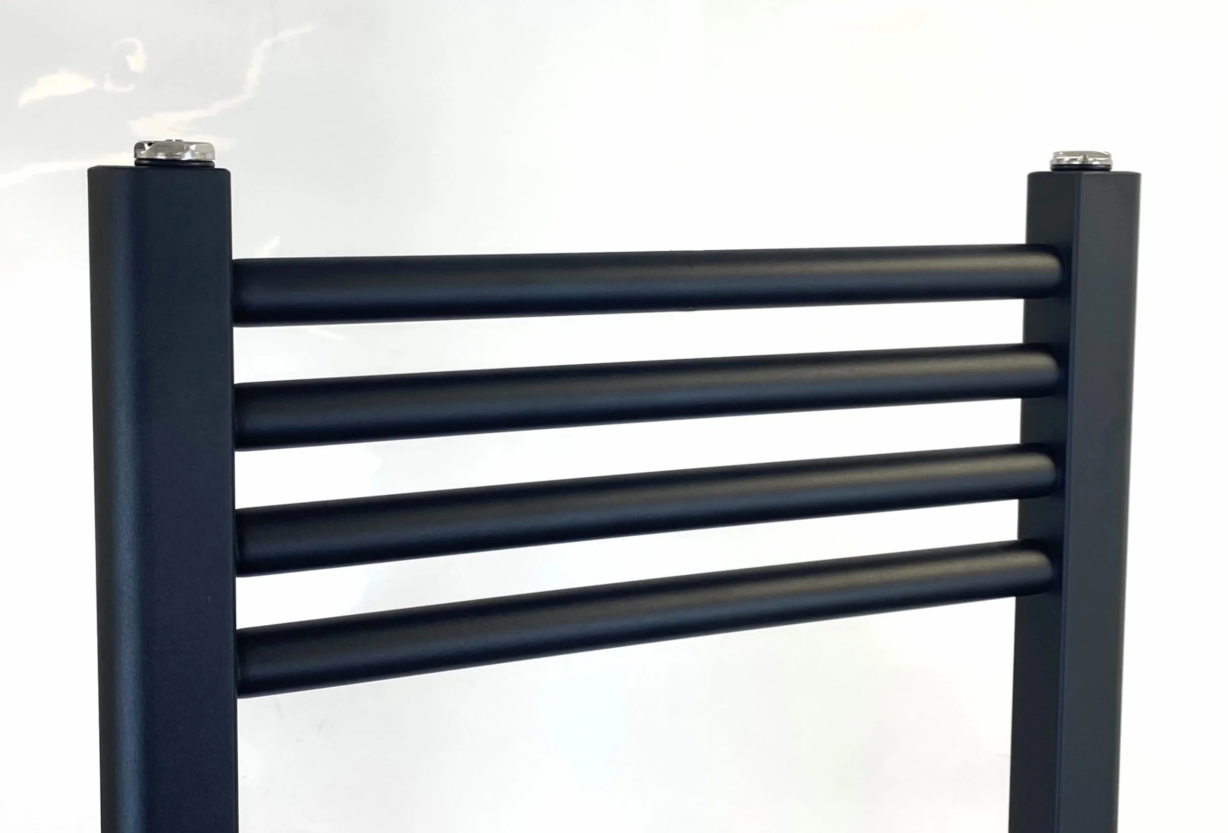 Toallero calefactor recto negro W400 mm x H600 mm, para calefacción central, para baño, radiador
