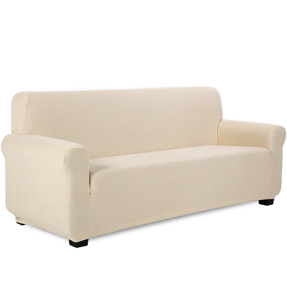 TIANSHU Funda Elástica para Sofá, Funda Sofa 3 Plaza, Ajustables Fundas Sofa Elasticas, Proteger el sofá, Funda de Sofá con Reposabrazos Antideslizante Antimanchas Lavable (Beige)