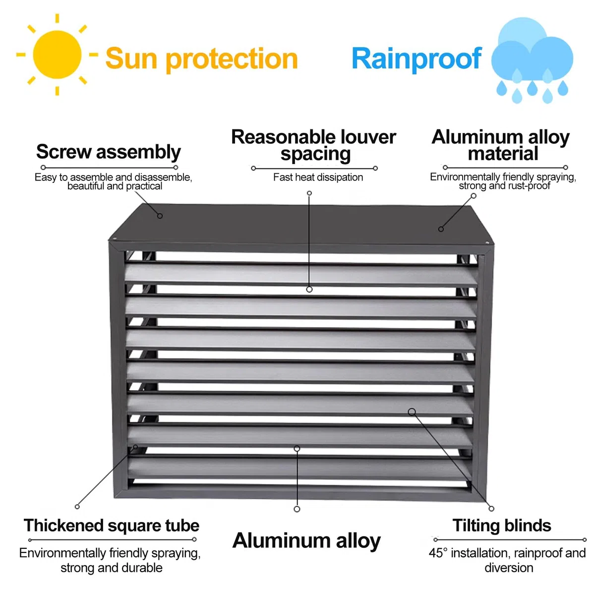 Funda Aire Acondicionado Exterior de Aluminio con Cubierta Superior, Protector Aire Acondicionado Exterior, Contraventanas para Estantes de Flores, para Protección Exterior para Ocultar el Aire Acondi