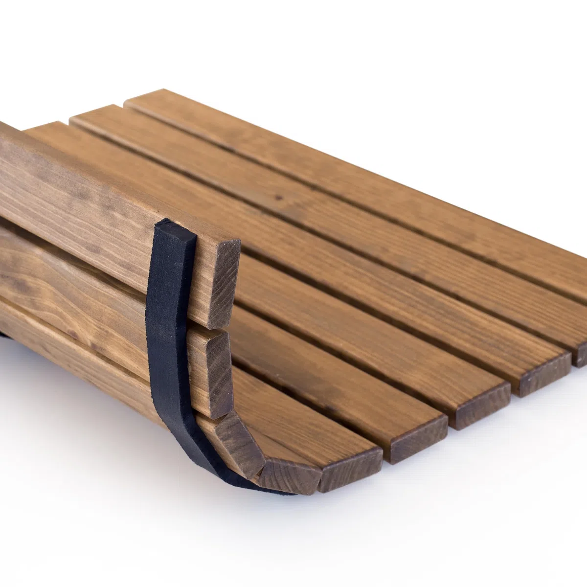 Tarima/Alfombra Flexible de Baño, Madera de Color Teca, Antideslizante con Tiras de Caucho, Sin Tornillos, Resistente a la Humedad (60 x 60 cm)