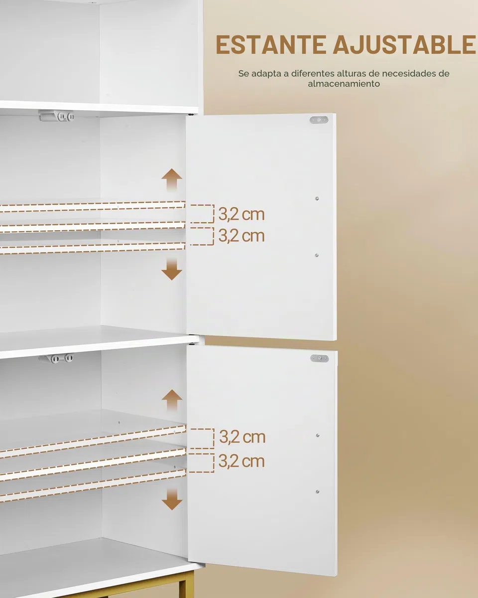 Hzuaneri Armario de Baño, Armario de Almacenamiento, 2 Puertas de Mueble y 1 Espacio Abierto, Estantes Ajustables, Baño de Casa, Sala de Estar, Estudio, Dormitorio, 30 x 60 x 120 cm, Blanco SC45613G