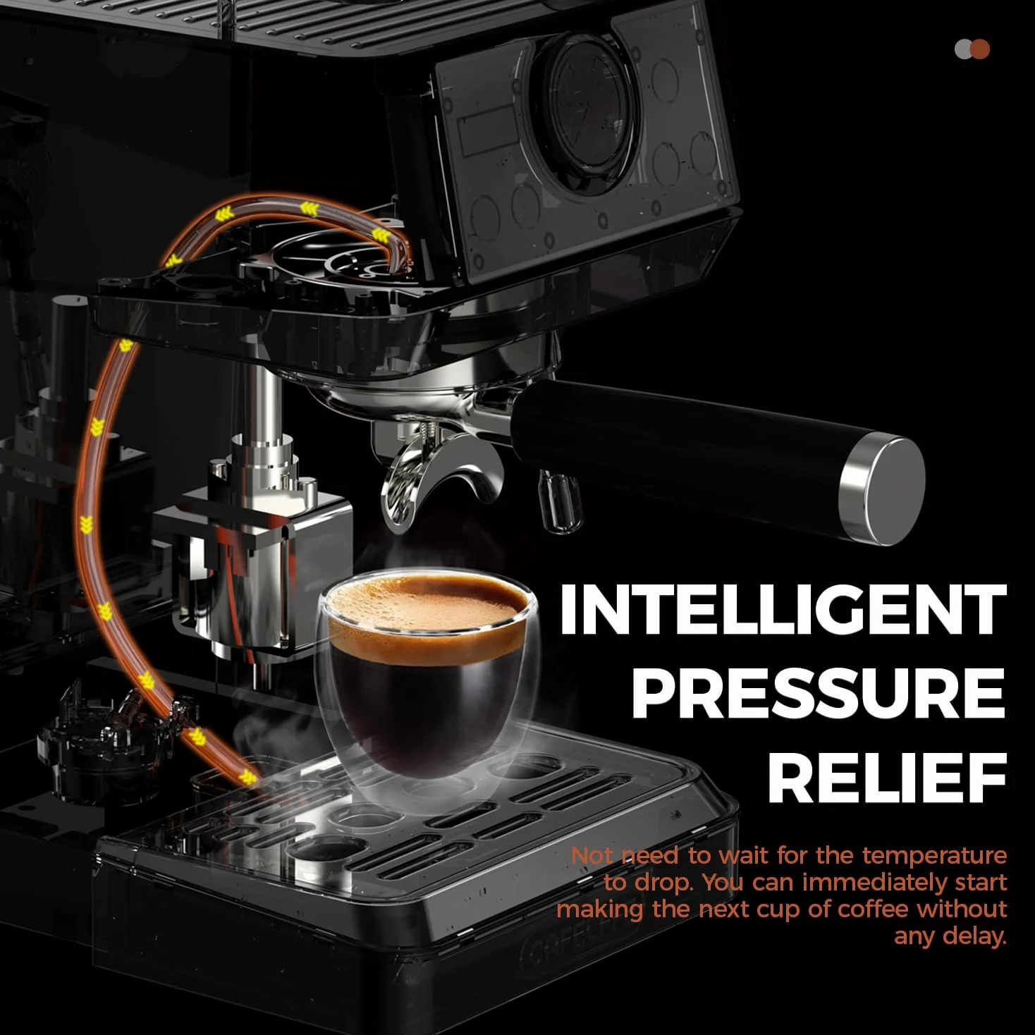 CAFELFFE MK-902 Cafetera espresso de 58 mm, cafetera barista con espumador de leche, ajustes de temperatura y volumen, bomba de 20 bar y cold brew para americano, capuchino y café con leche.
