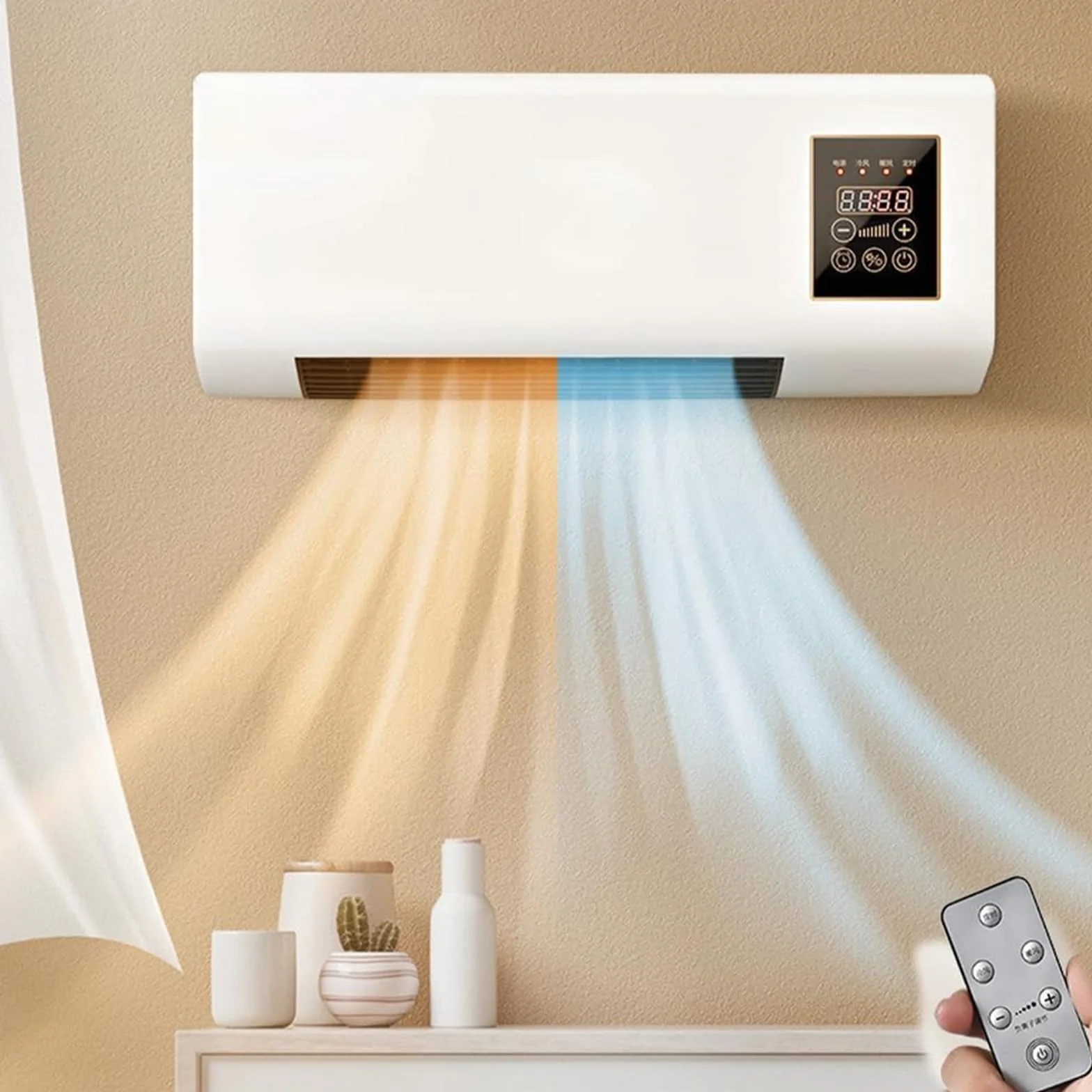 Mini aire acondicionado montado en la pared con control remoto, unidad de refrigeración portátil para dormitorio, sala de estar, oficina, diseño compacto