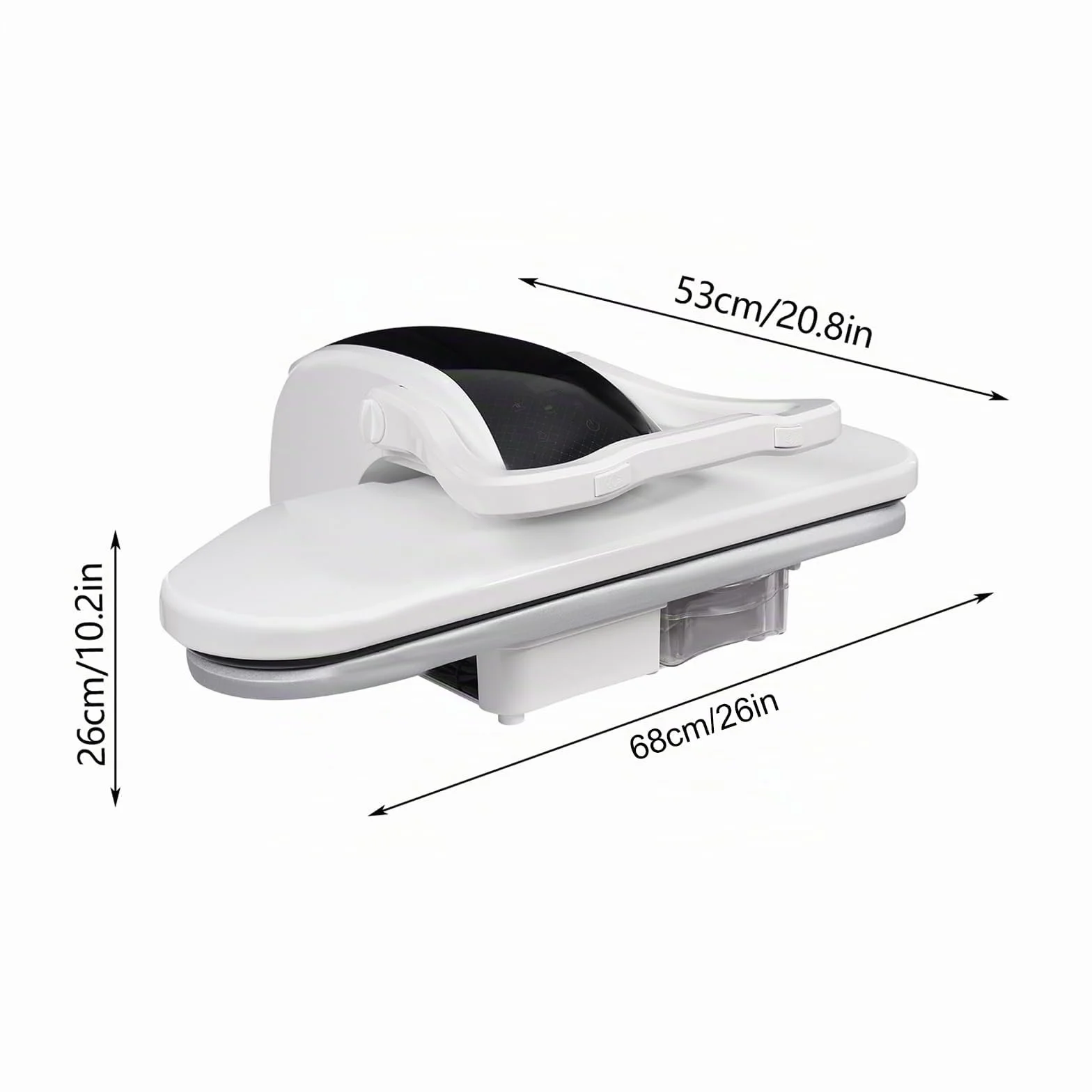Prensa de vapor inteligente blanca – Prensa de vapor digital con varios ajustes de tela – para dormitorio, sala de estar, tienda de ropa – 68 x 53 x 26 cm