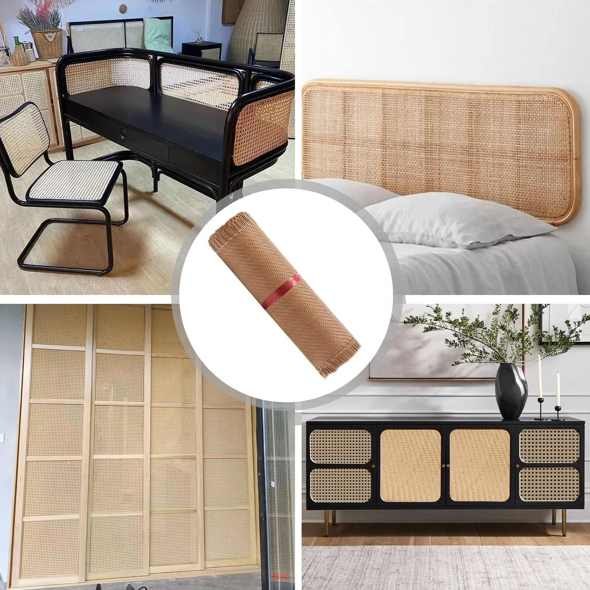 Rollo de Correas de Ratán de Plástico Ratan Rollo Mimbre Cinturón Tejido de Ratán Ratan Sintetico por Metros Proyectos de Bricolaje Correas de Caña Natural Rattan Cannage,gabinete,silla,muebles(15.7"