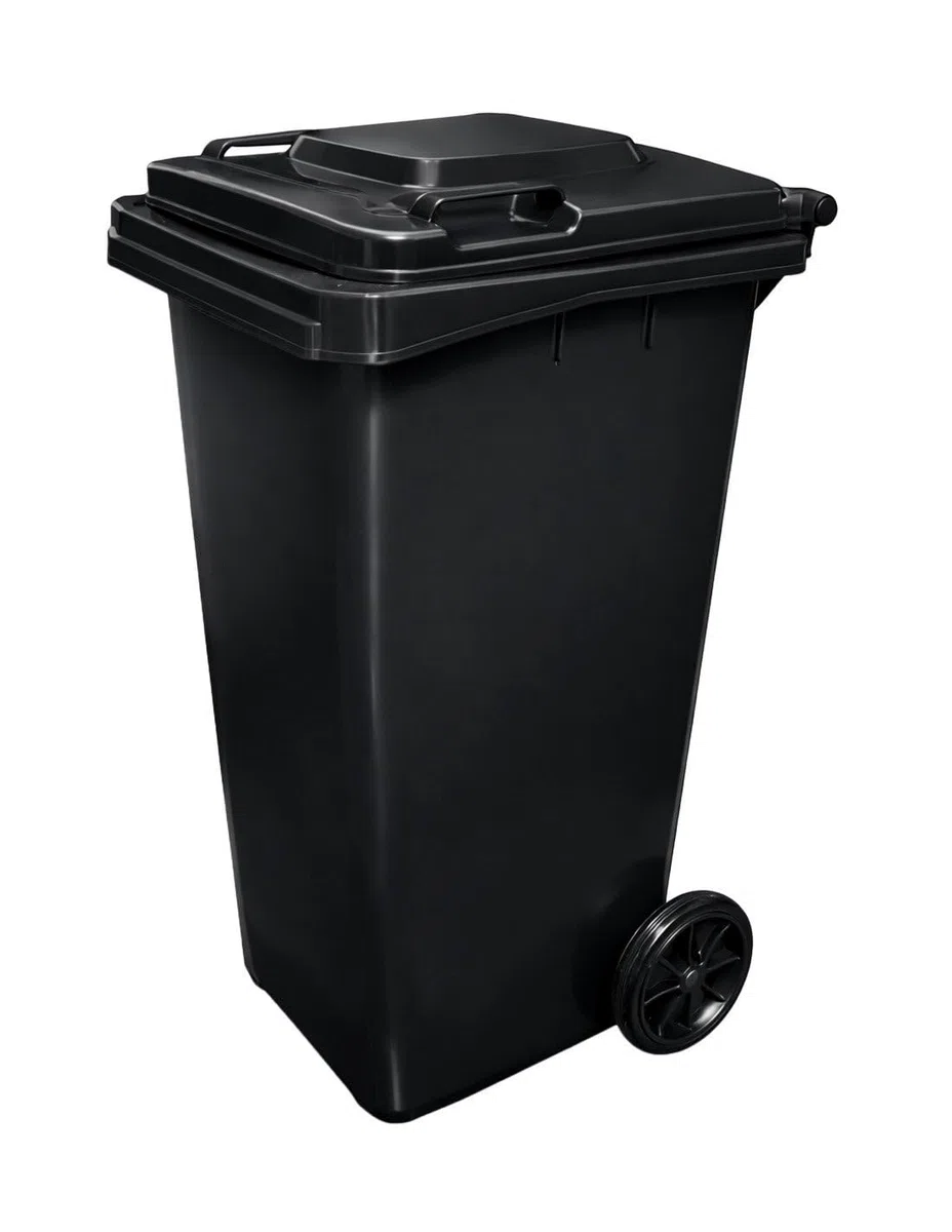 JARDIN202 - Contenedor de Basura Reciclables de Colores con Ruedas 240L | 240 L (Negro)