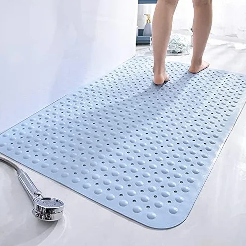 Alfombrilla de Ducha Antideslizante | Antibacteriana Antimoho | PVC con Ventosas | para Mayores, Embarazadas (Gris, 80x120cm)