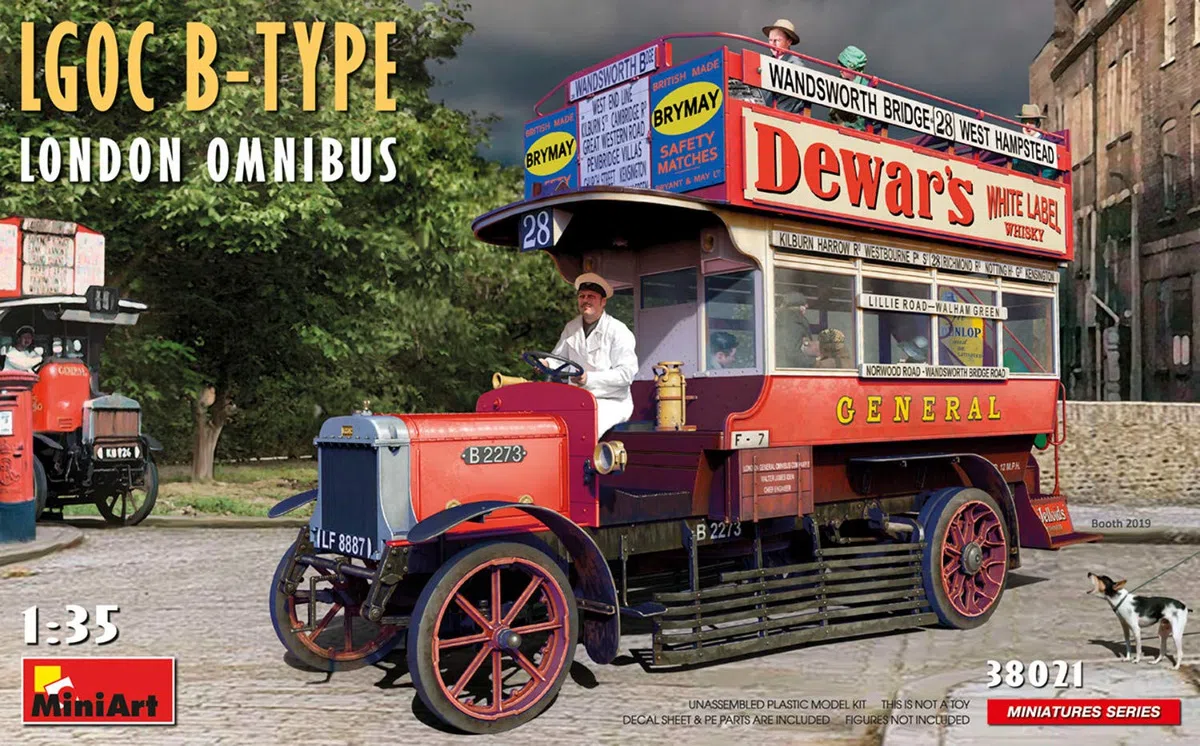 MiniArt 38021 1:35 London Omnibus LGOC Type B - Réplica original, modelismo, kit de plástico, manualidades, aficiones, pegado, kit de modelos, montaje, sin pintar