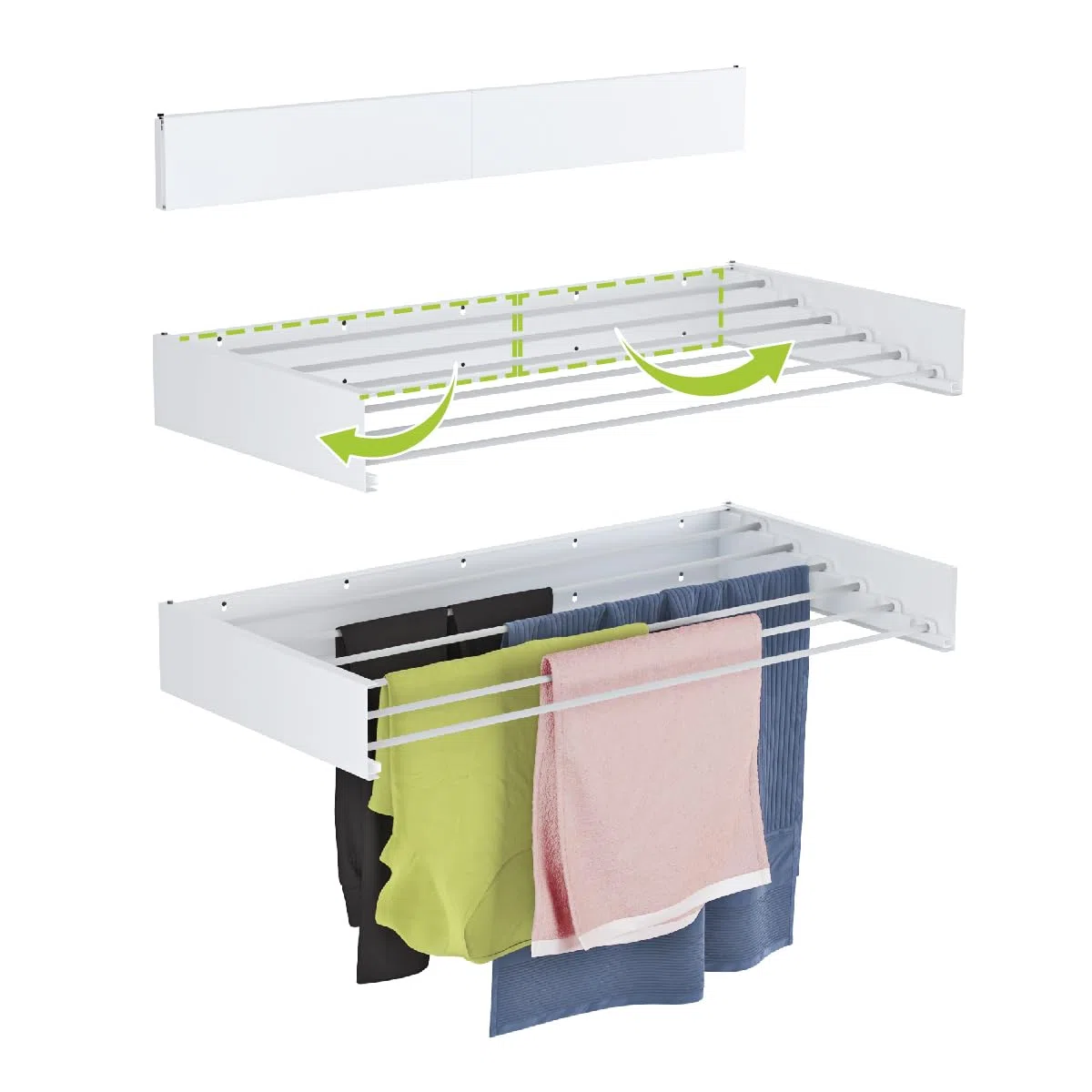 Tendedero Plegable de Pared - ANTIOXIDANTES- Tendedero - Tentedero Pared - Exterior e Interior - Tendederos Plegables - Calidad - 6 Barras - Carga Total 27 Kg - Blanco 100 Cm
