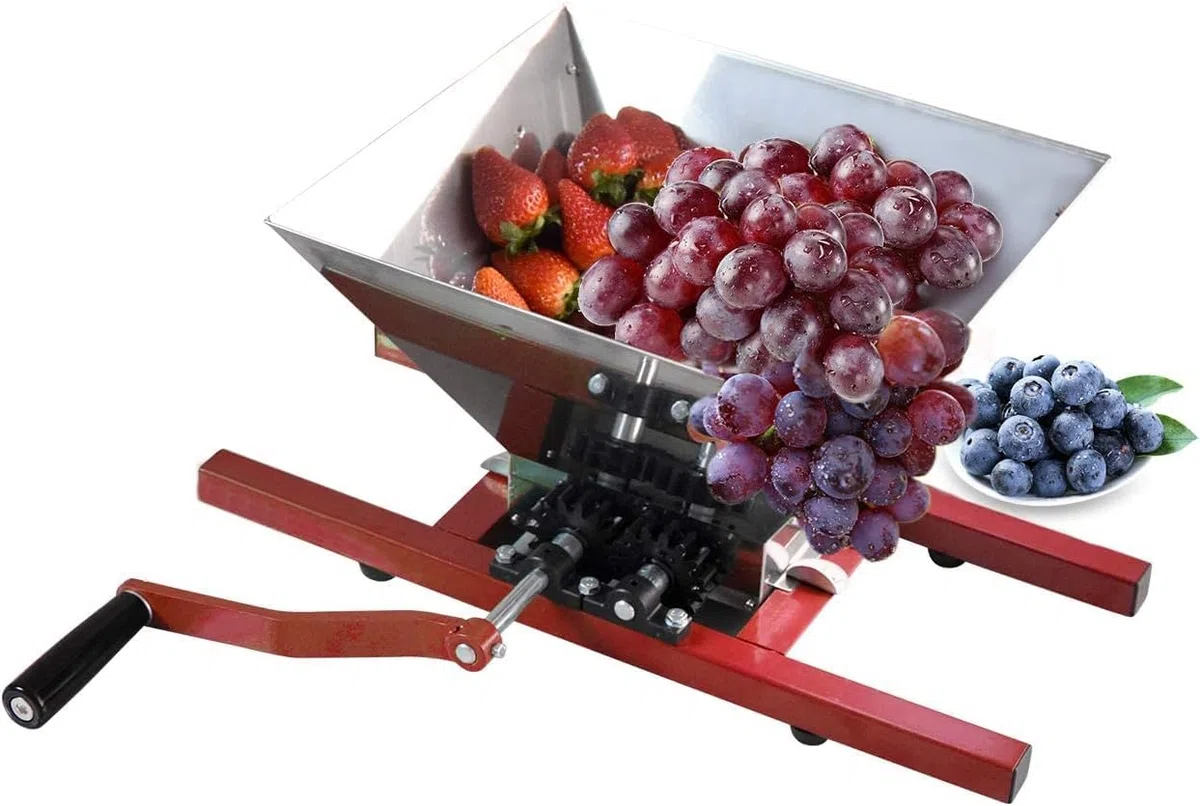 Molinillo de uvas de 7 L, con manivela para bayas, vino, salsa, triturador de frutas, triturador de frutas, acero inoxidable
