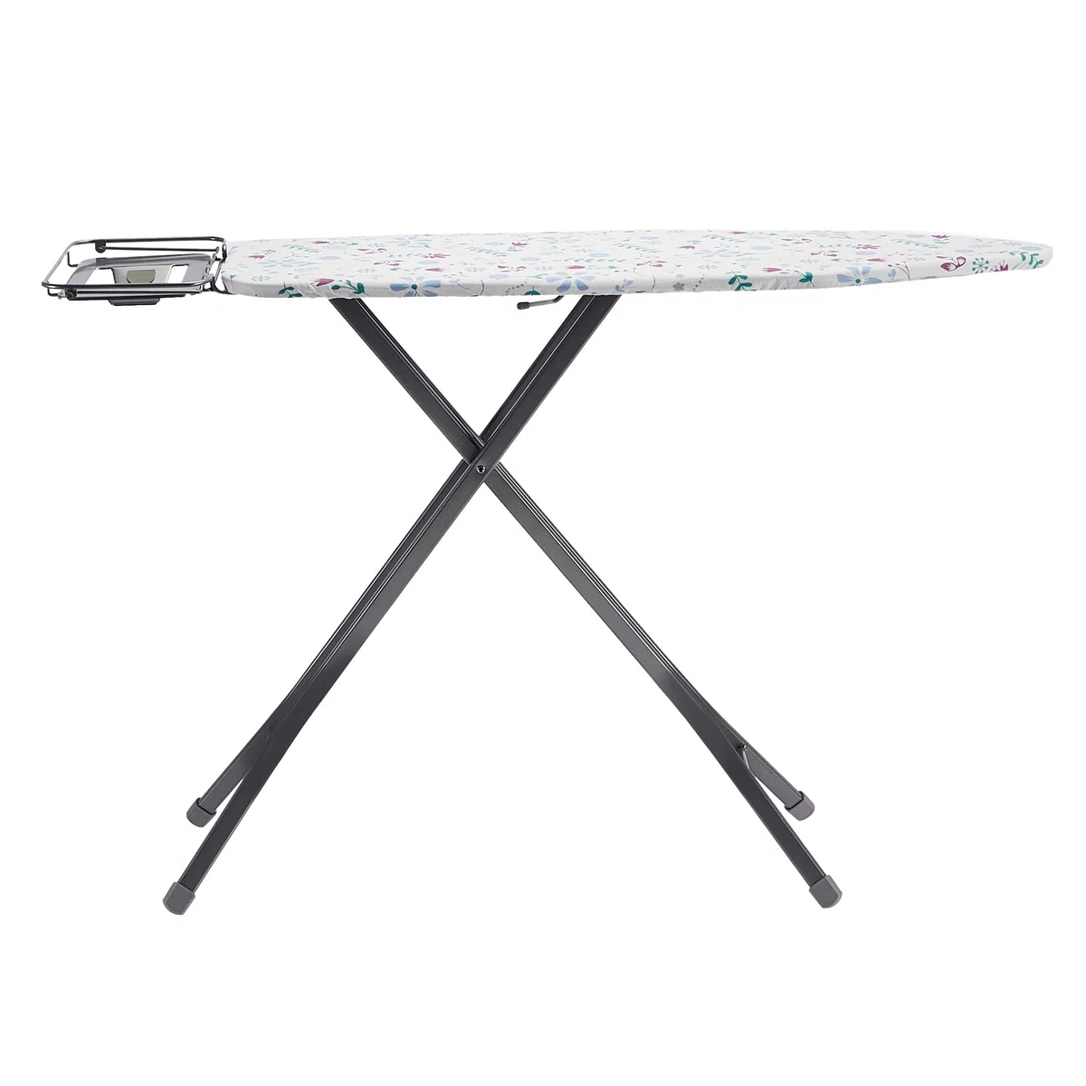 Amazon Basics tabla de planchar con compartimento de almacenamiento y soporte para plancha en forma de H, grande, 122 x 38 cm, gris, Geométrico