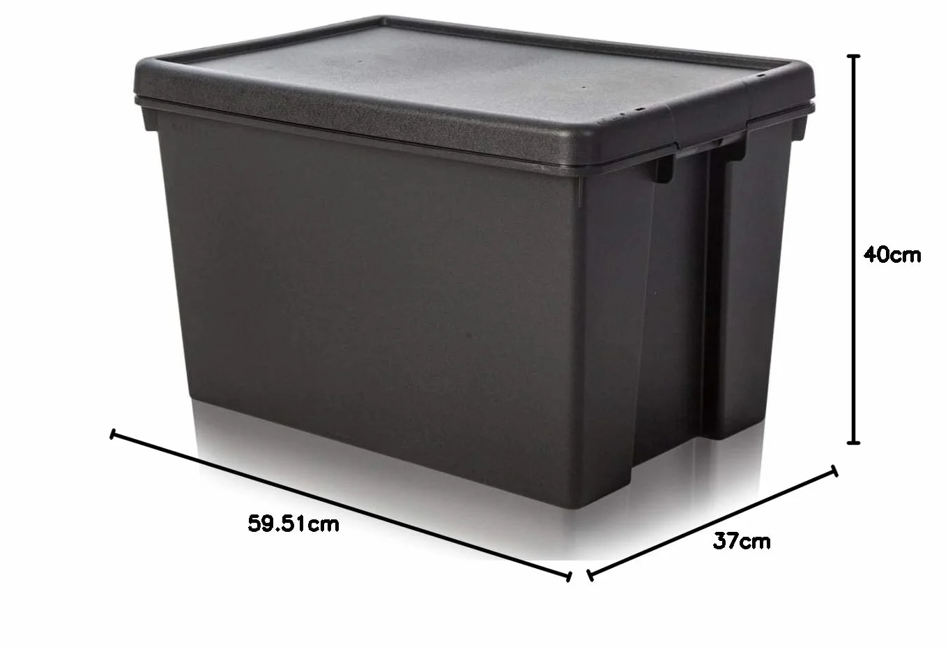 3 x Wham Bam Heavy Duty reciclado Box – 62 l, con Tapa – 59,5 x 40 x 37 cm – Negro