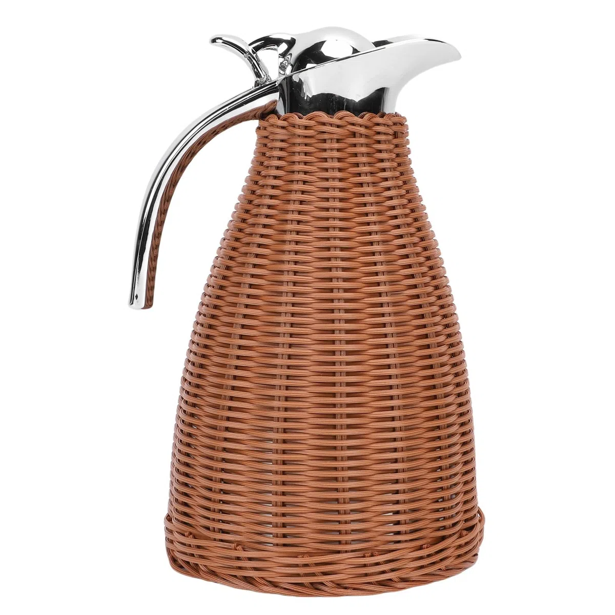 Jarra de café trenzada a mano de ratán y acero inoxidable, 12 horas de calor y 24 horas de almacenamiento en frío para bebidas calientes o frías (marrón)