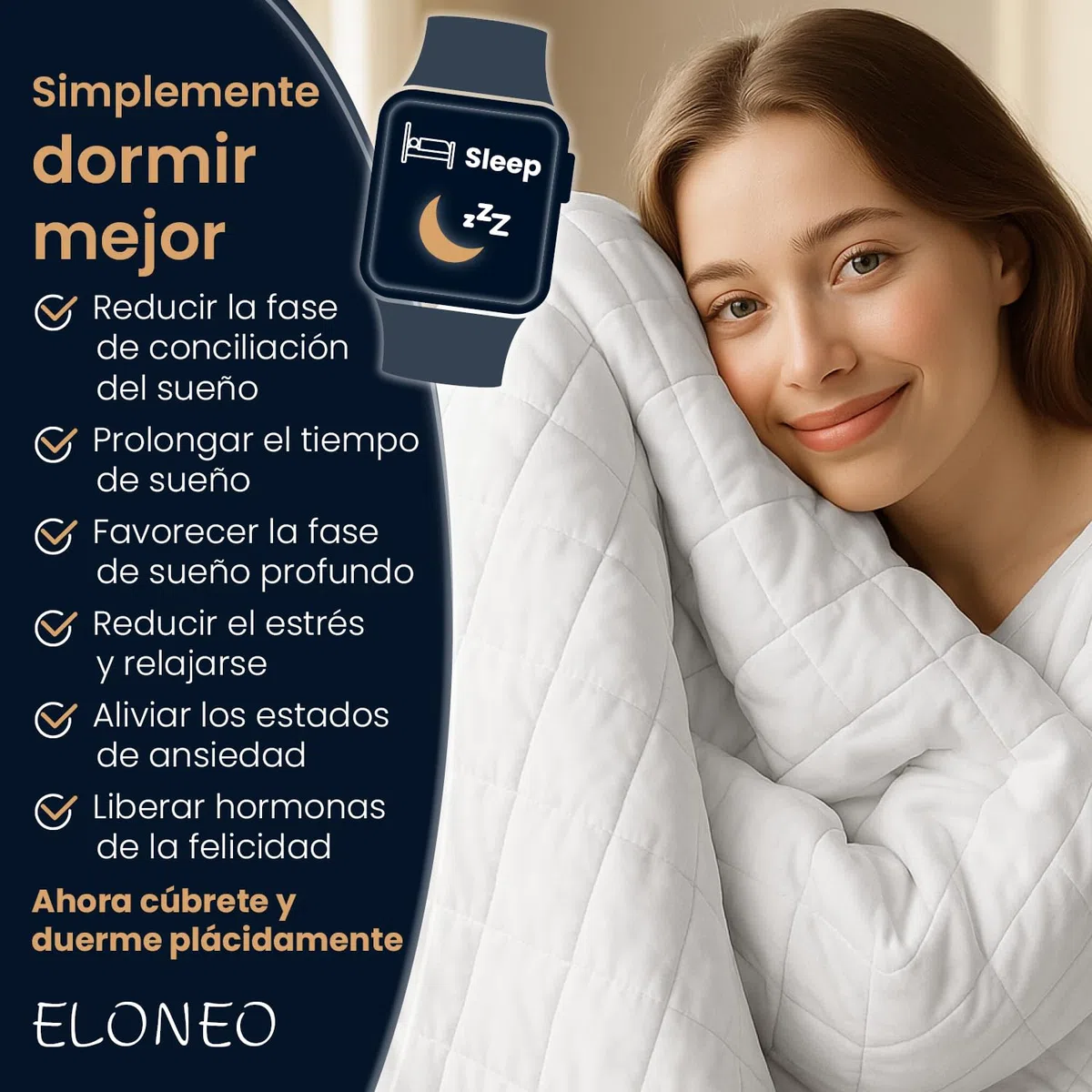 ELONEO Manta con Peso 135x200 cm con 11 kg, certificada por TÜV y Oeko-Tex, Manta Pesada para Dormir de 100% algodón