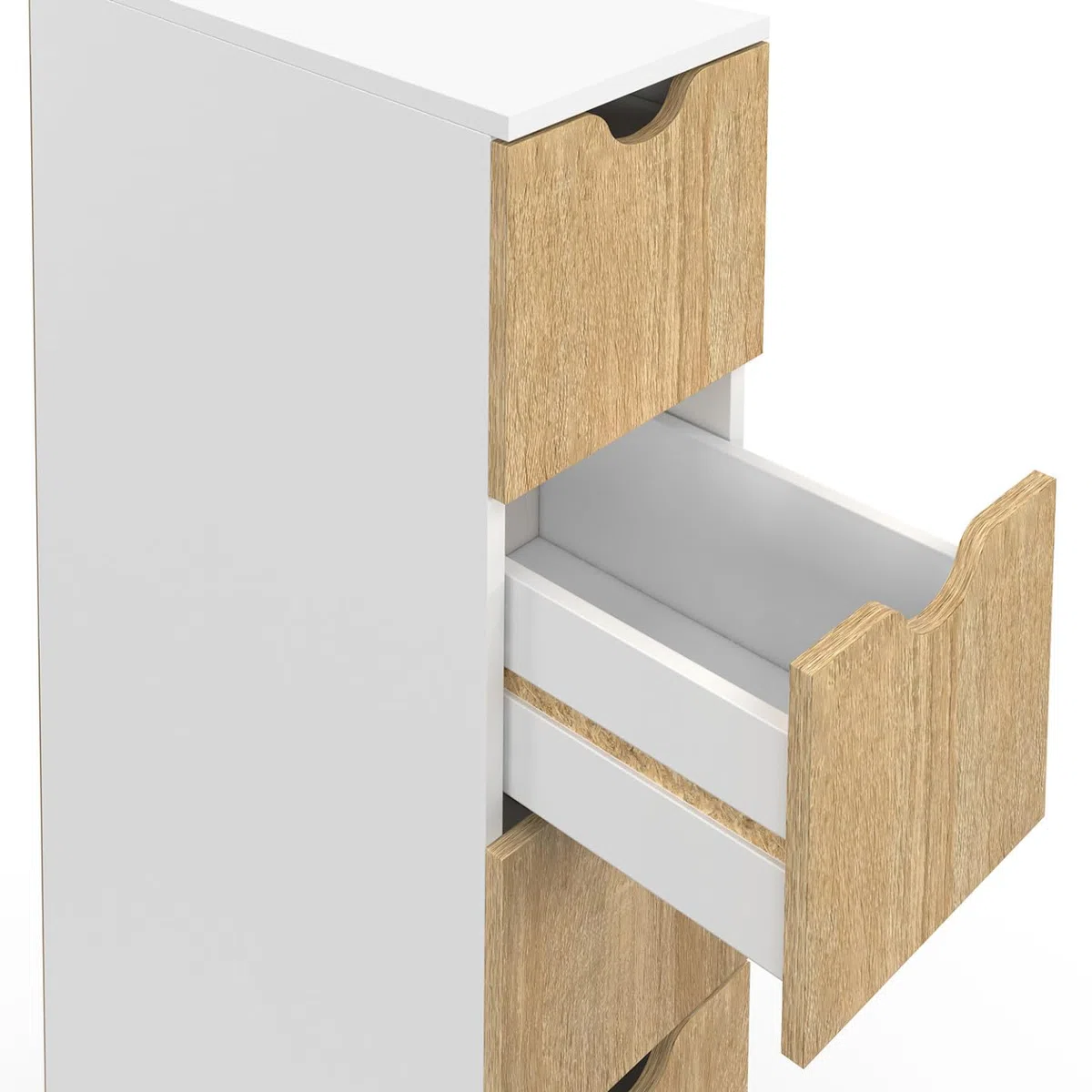 IDMarket - Torre de almacenamiento con 6 cajones WILO sobre ruedas, columna que ahorra espacio en blanco y aspecto de madera de haya