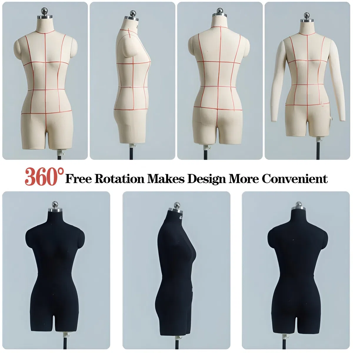 Maniquí ajustable de medio cuerpo de espuma suave con forma de vestido, alfileres insertables para confección de modelo femenino, maniquí de sastre,Withoutarms-XL-Model86