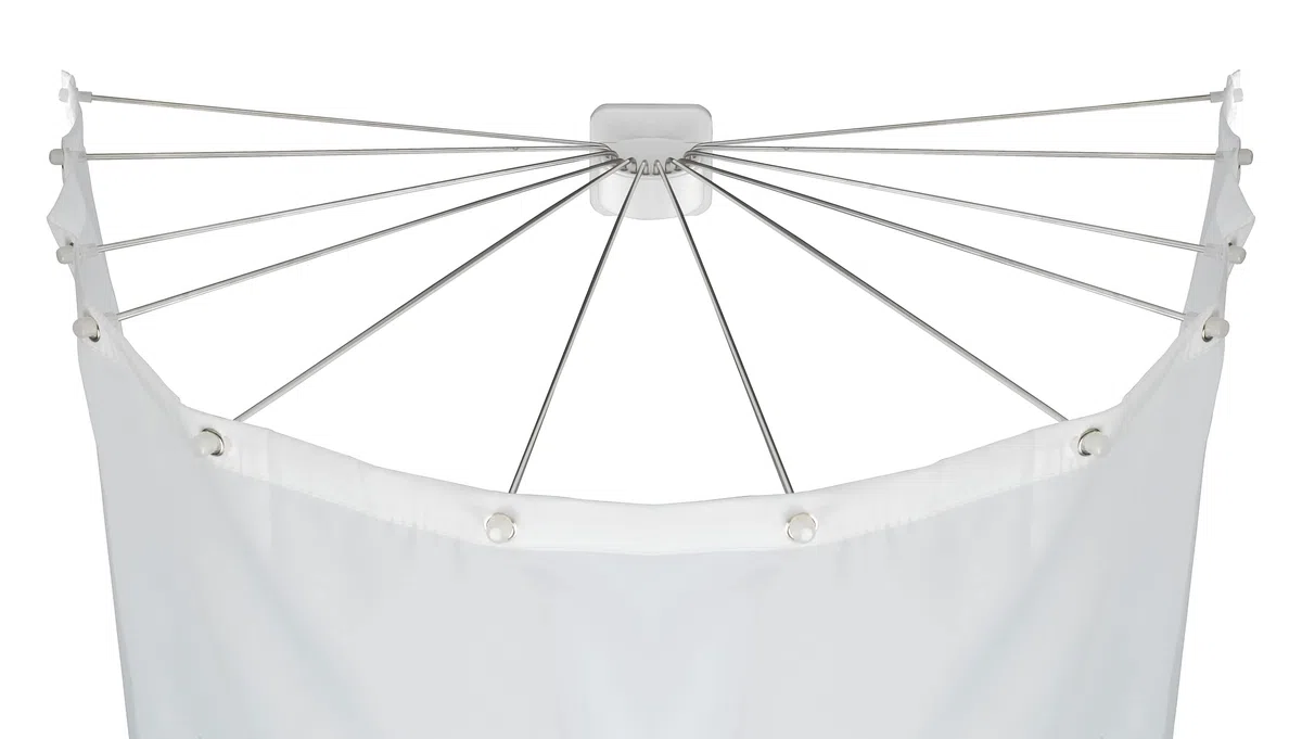 WENKO Paragua de ducha con 12 brazos acero inoxidable - Barra de ducha tipo araña,soporte para cortina de ducha, Plástico (ABS), 96 x 10.5 x 72 cm, Blanco